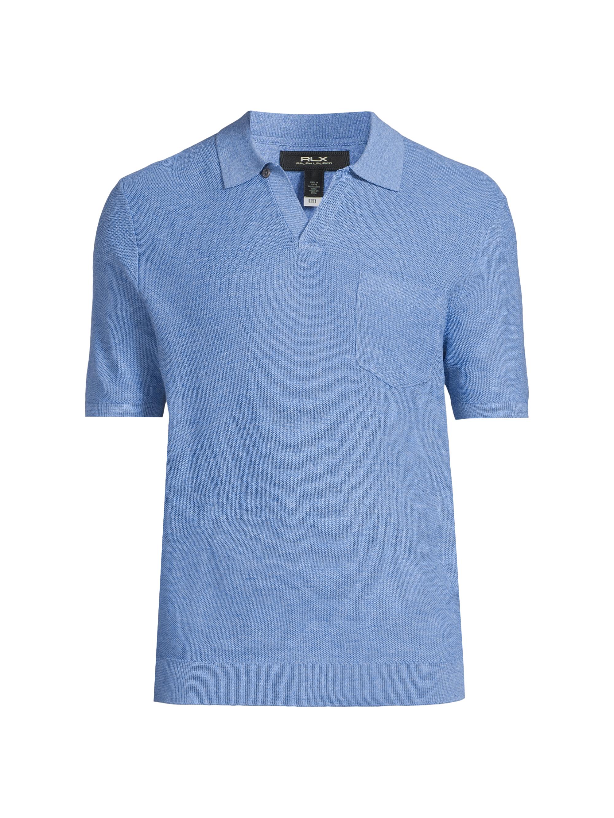 RLX Ralph Lauren Men's Mesh-Knit Performance Polo Shirt - Blue