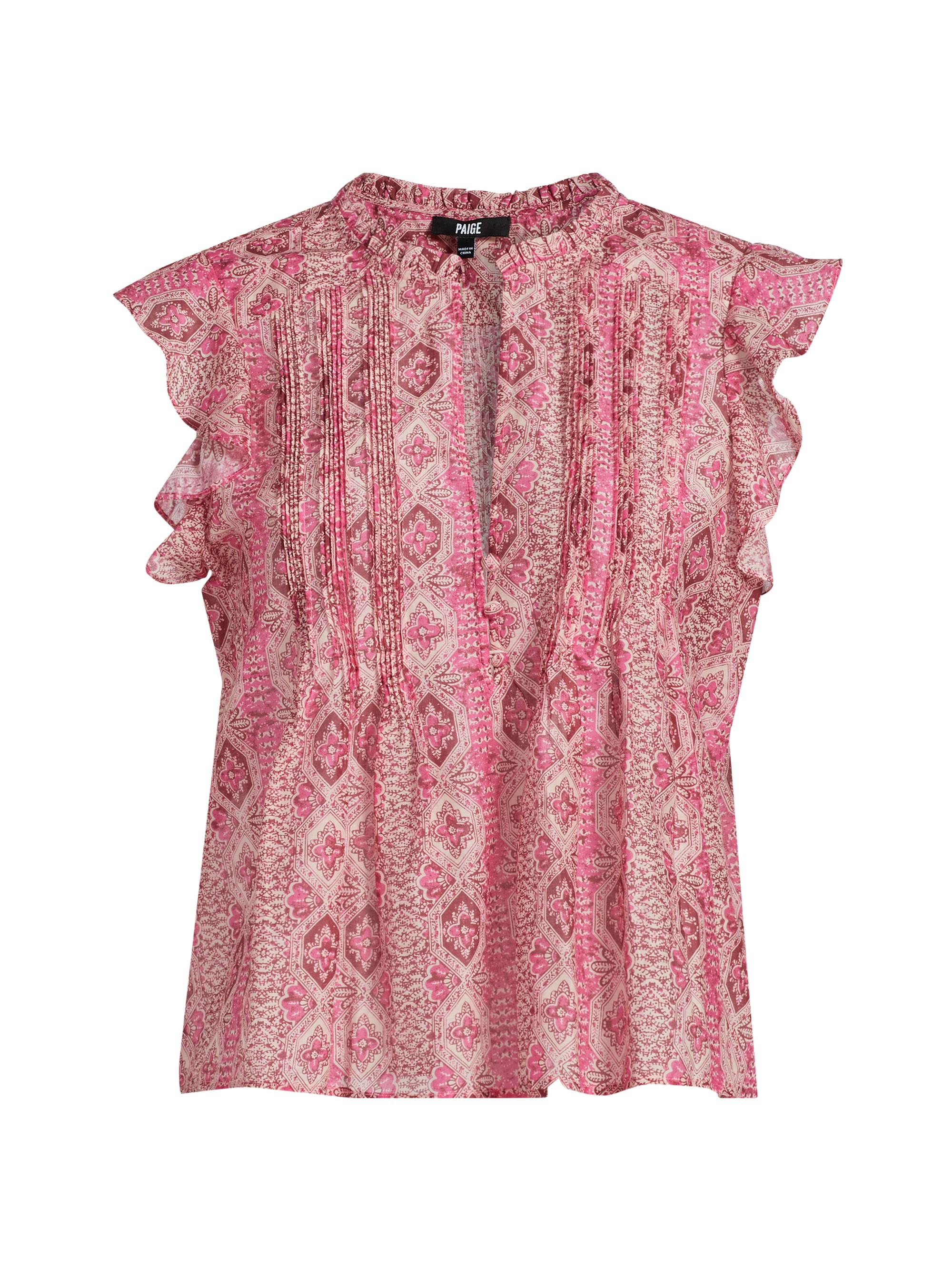 Paige Women's Idris Cotton-Silk Top - Dark Pink Multi