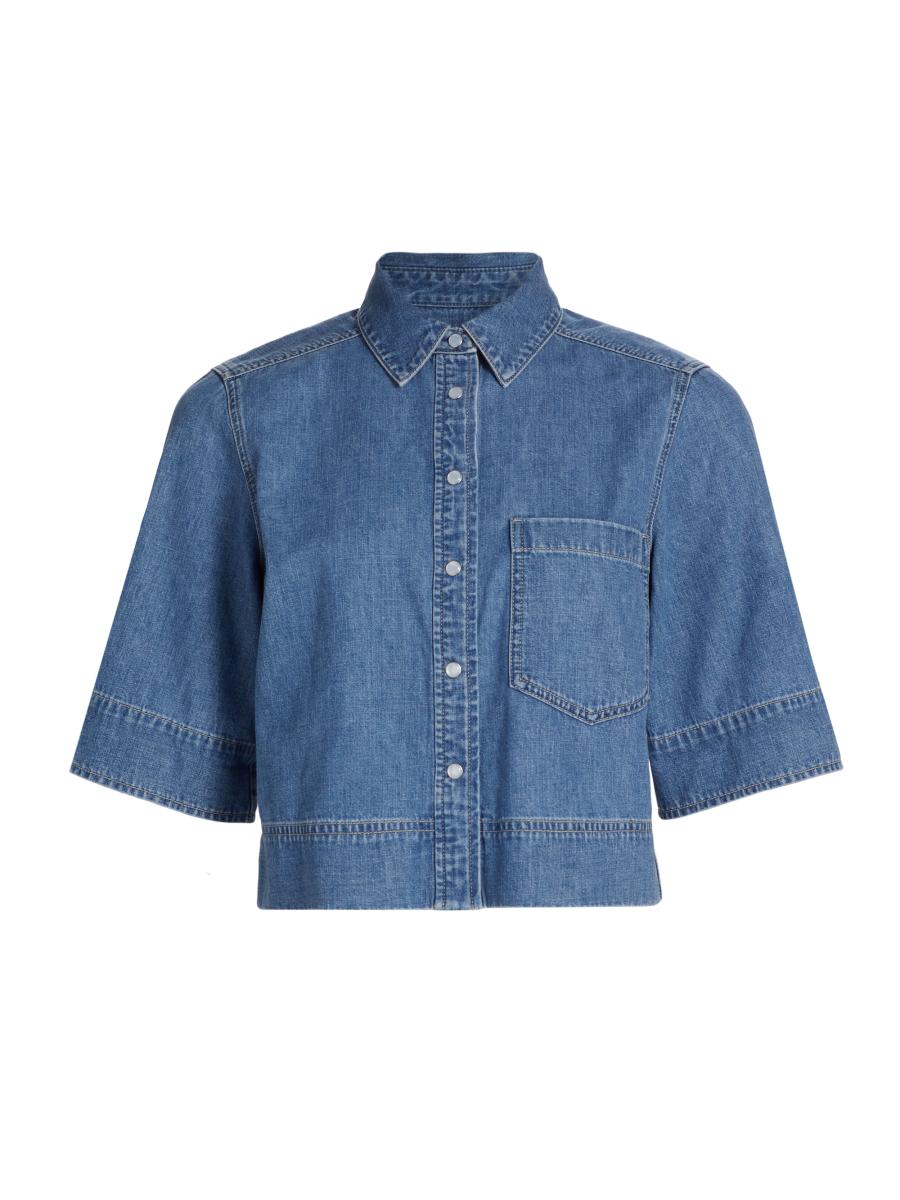 Veronica Beard Spruce Denim Crop Top | Saks Fifth Avenue