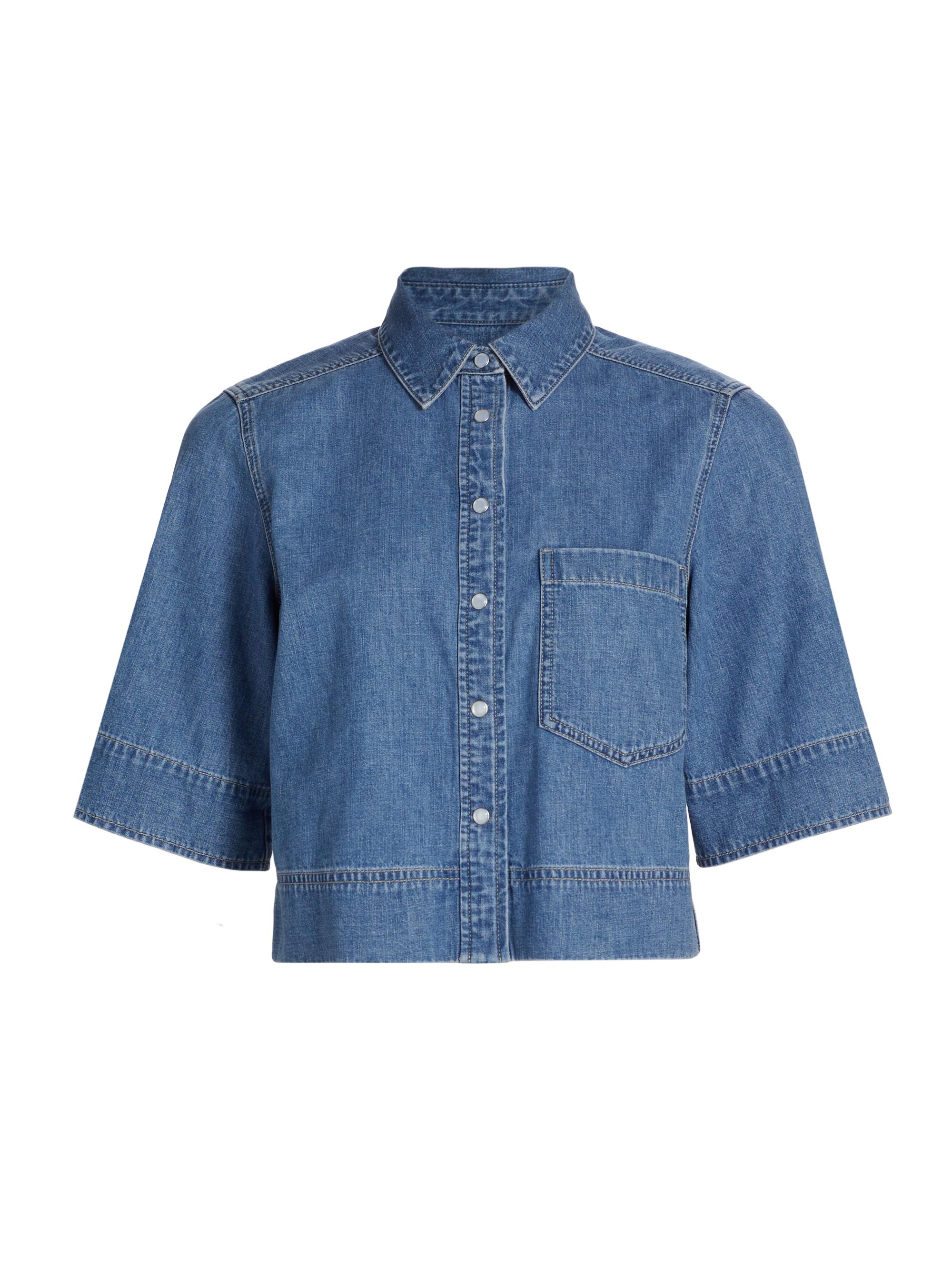 Veronica Beard Spruce Denim Crop Top | Saks Fifth Avenue