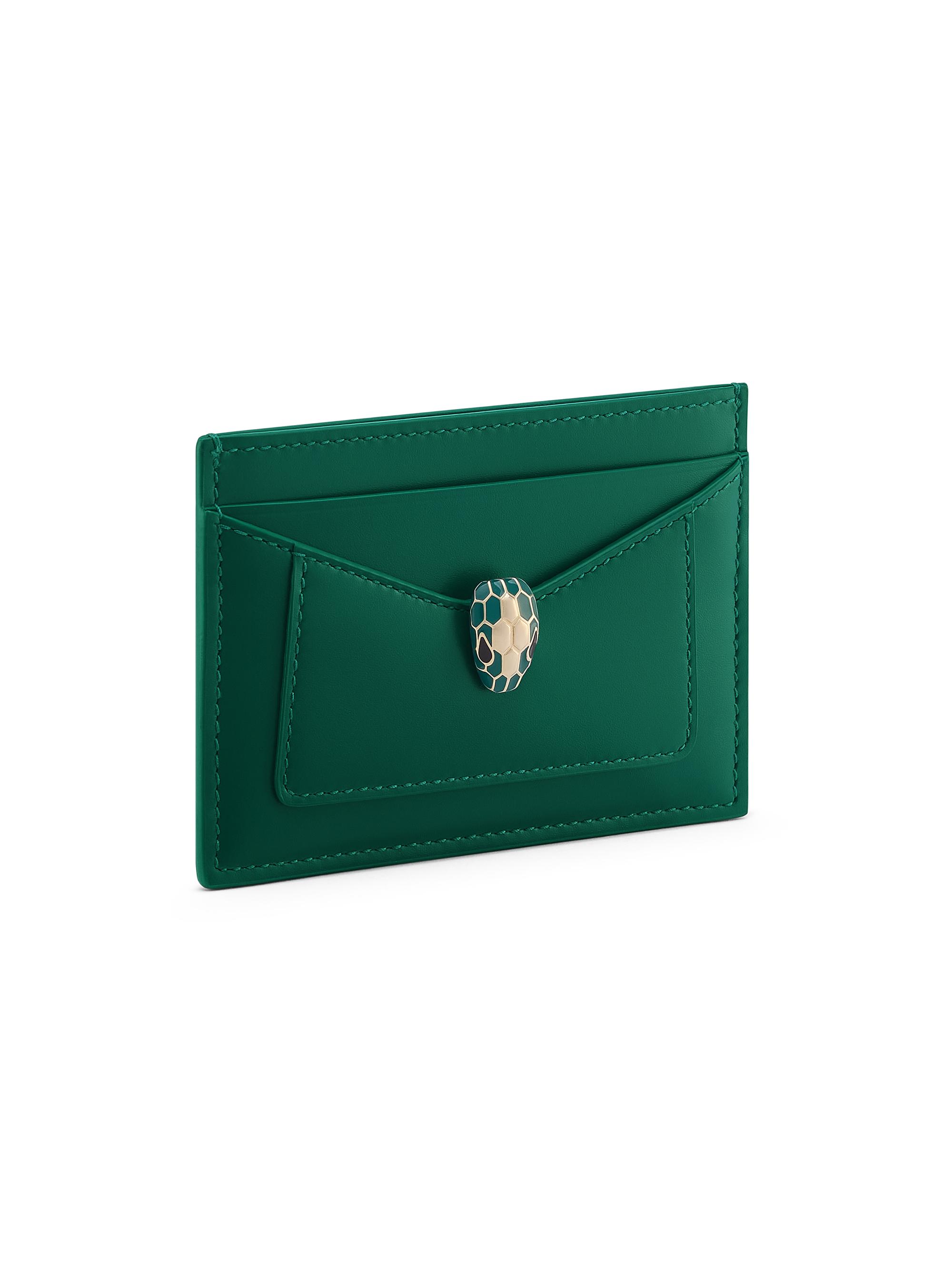 BVLGARI Women's Serpenti Forever Leather Card Case - Emerald Green