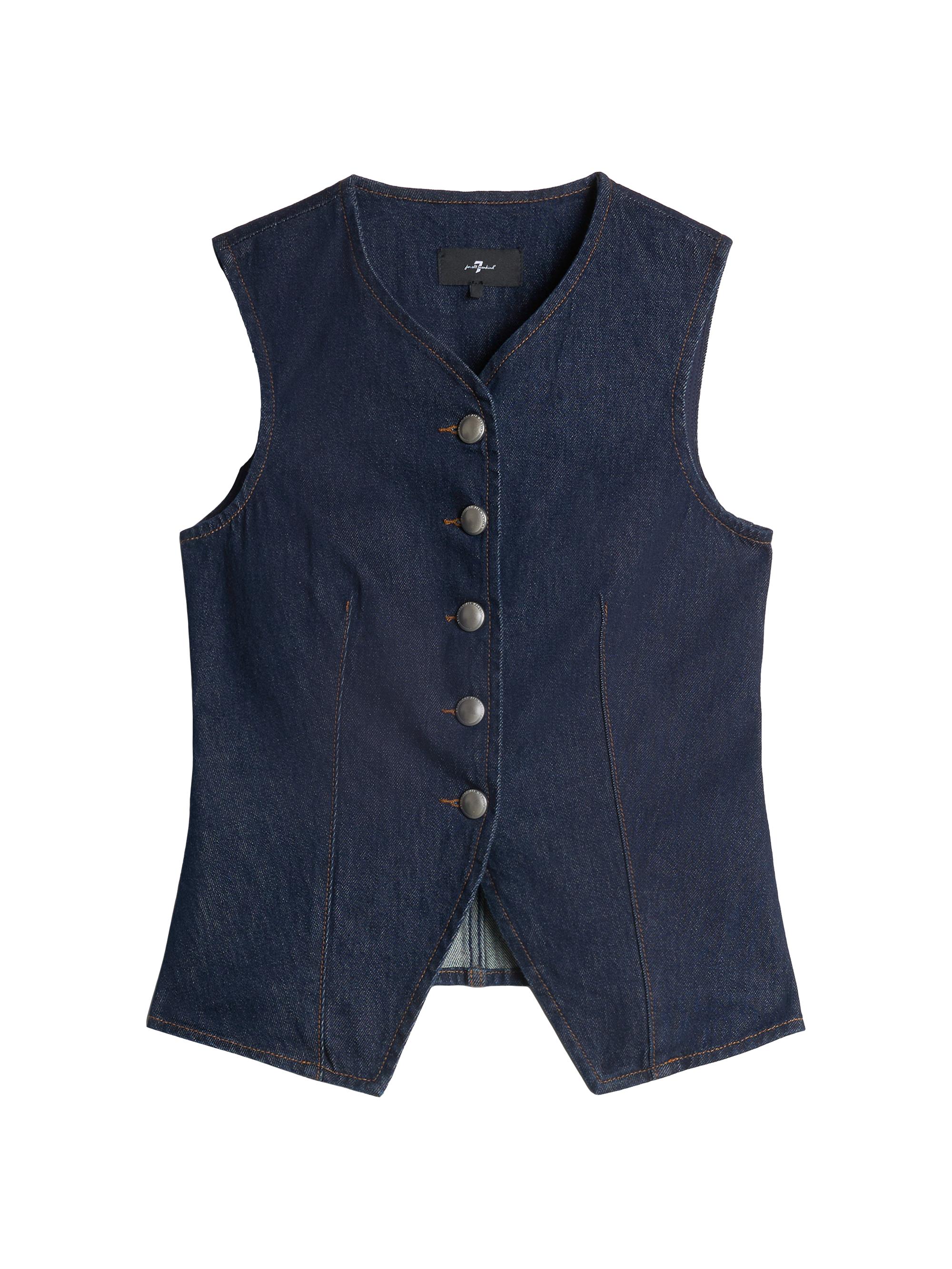7 For All Mankind Women's Lady Tailored Stretch Denim Vest - Smoove