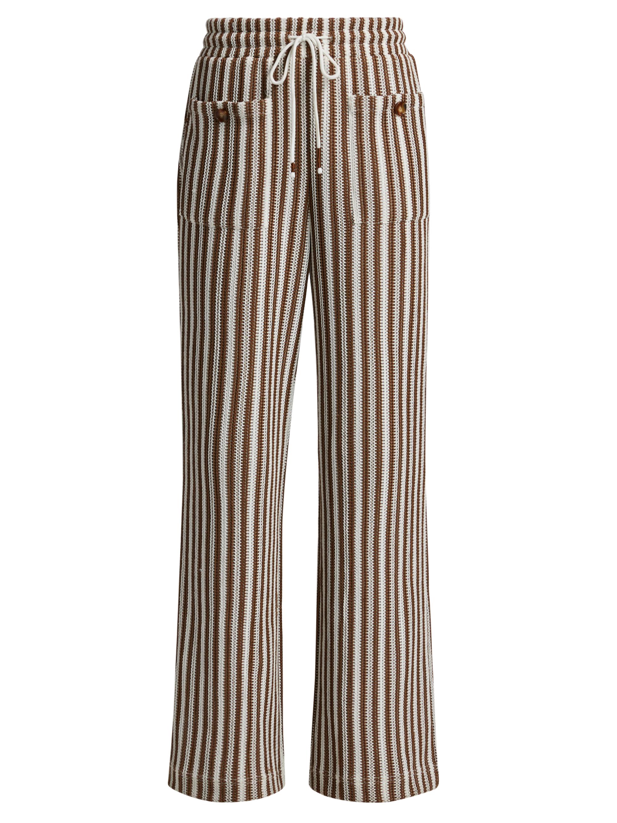 Veronica Beard Women's Zosia Striped Drawstring Pants - White Brown
