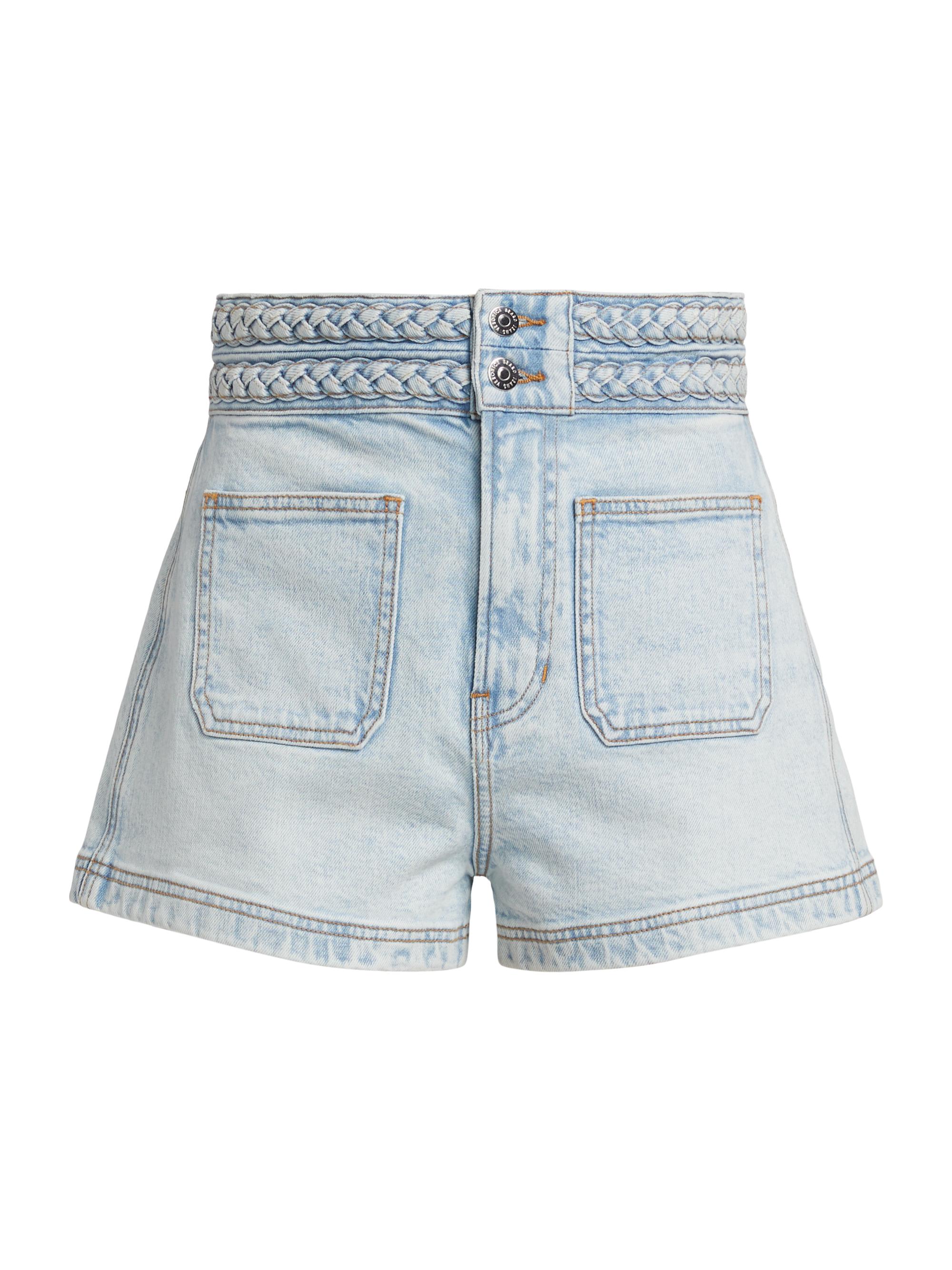 Veronica Beard Women's Elijah Braided-Waist Denim Shorts - Pale Stone