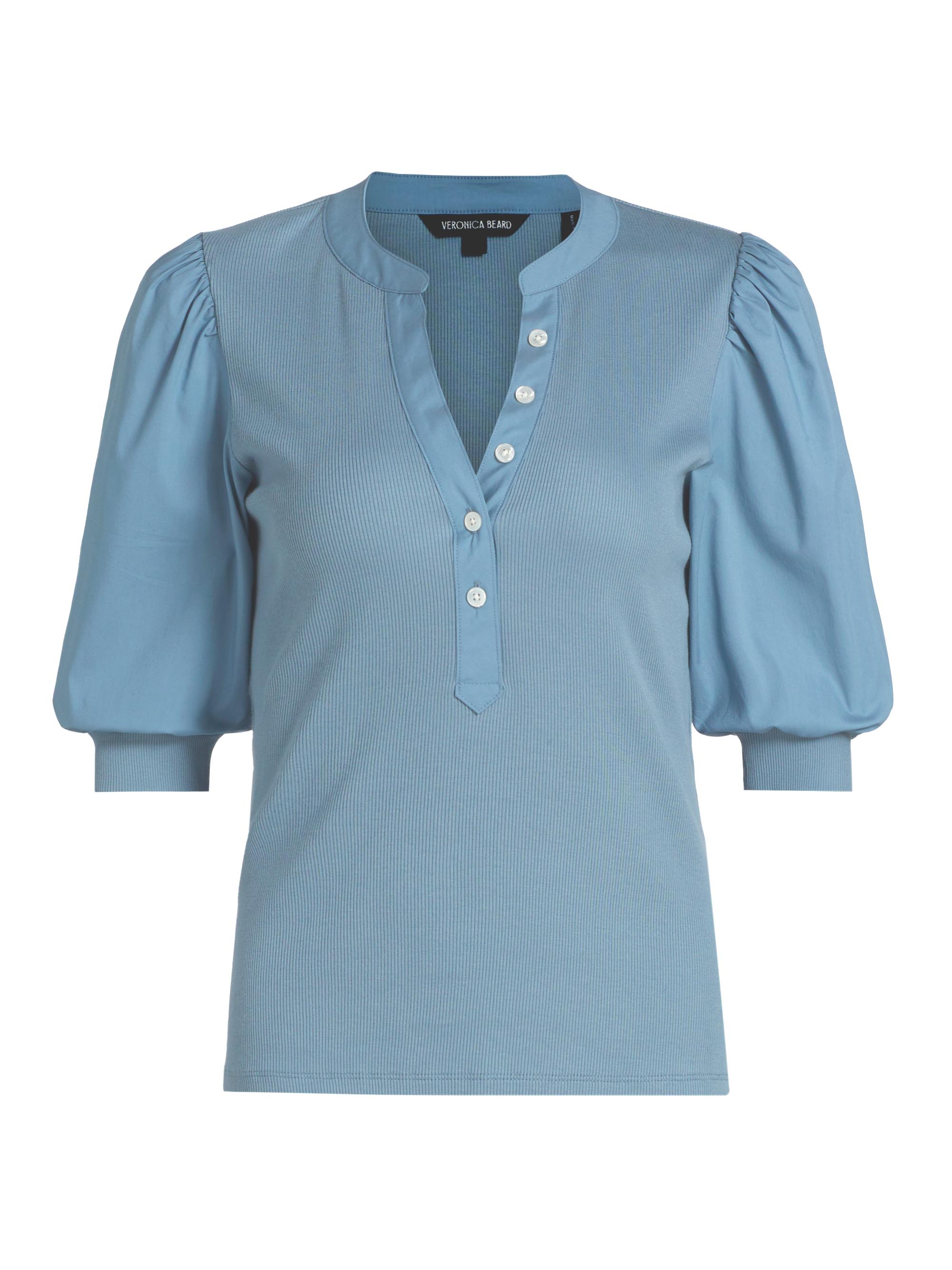 Veronica Beard Women's Coralee Puff-Sleeve Top - Lake Mist