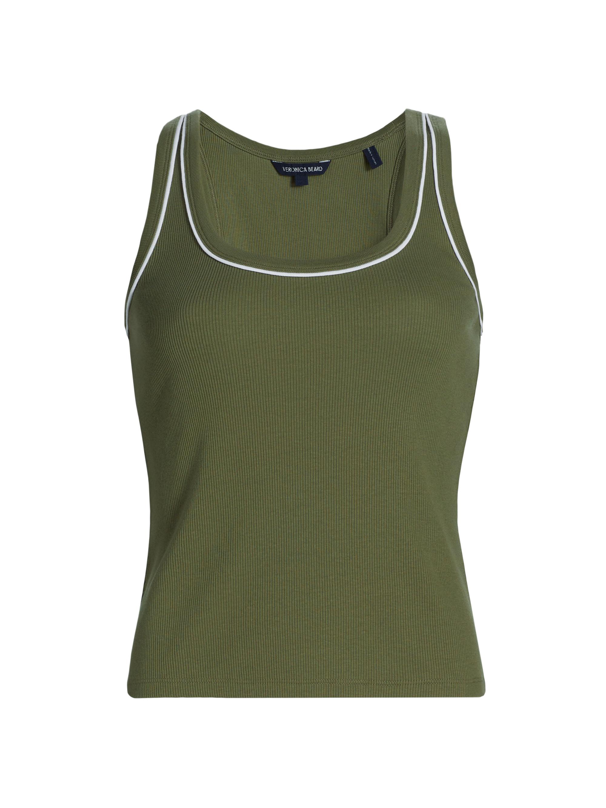 Veronica Beard Women's Birke Contrast Piping Tank - Stone Army