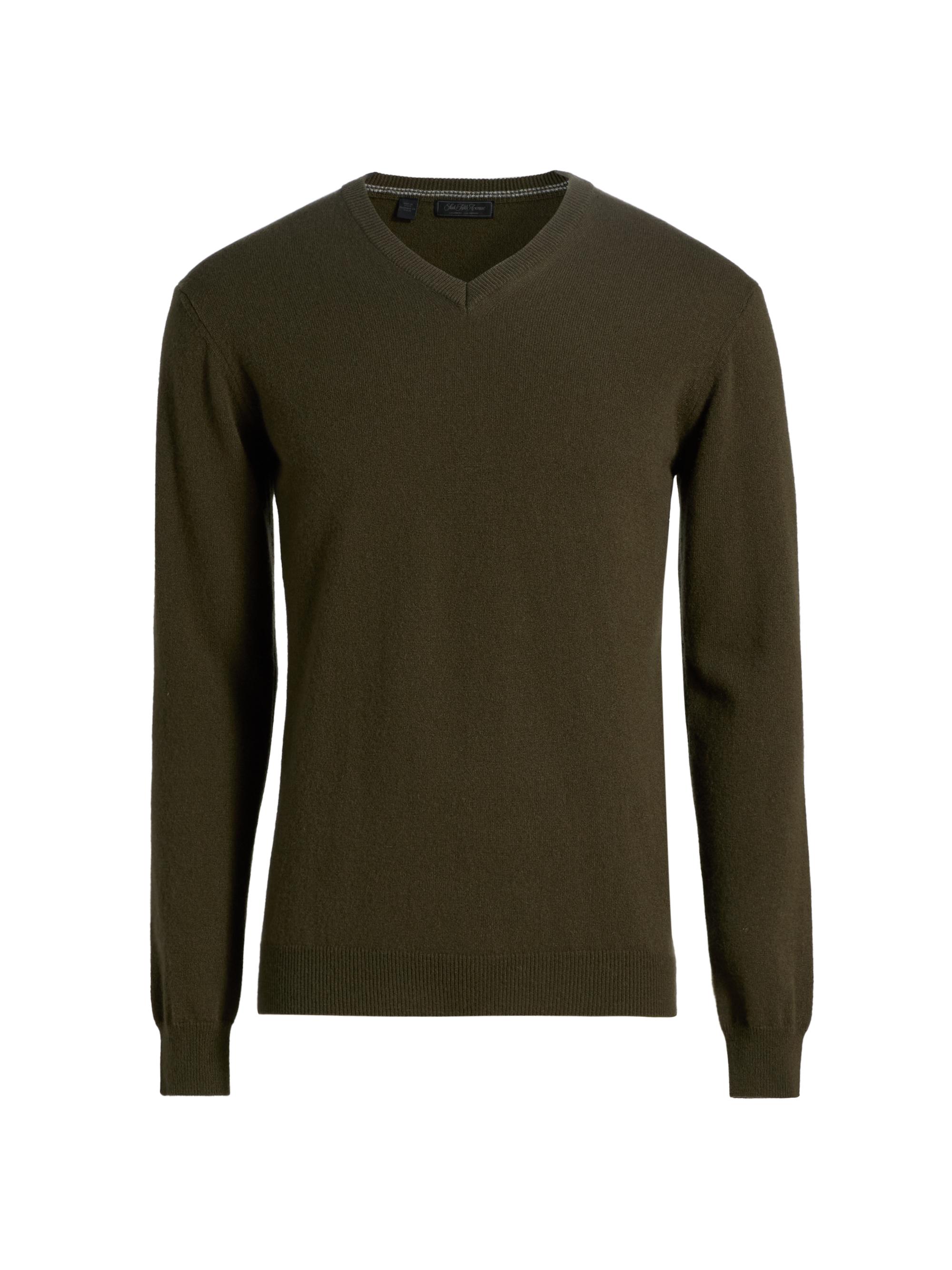 Saks Fifth Avenue Men's COLLECTION Cashmere V-Neck Sweater - Olive Green