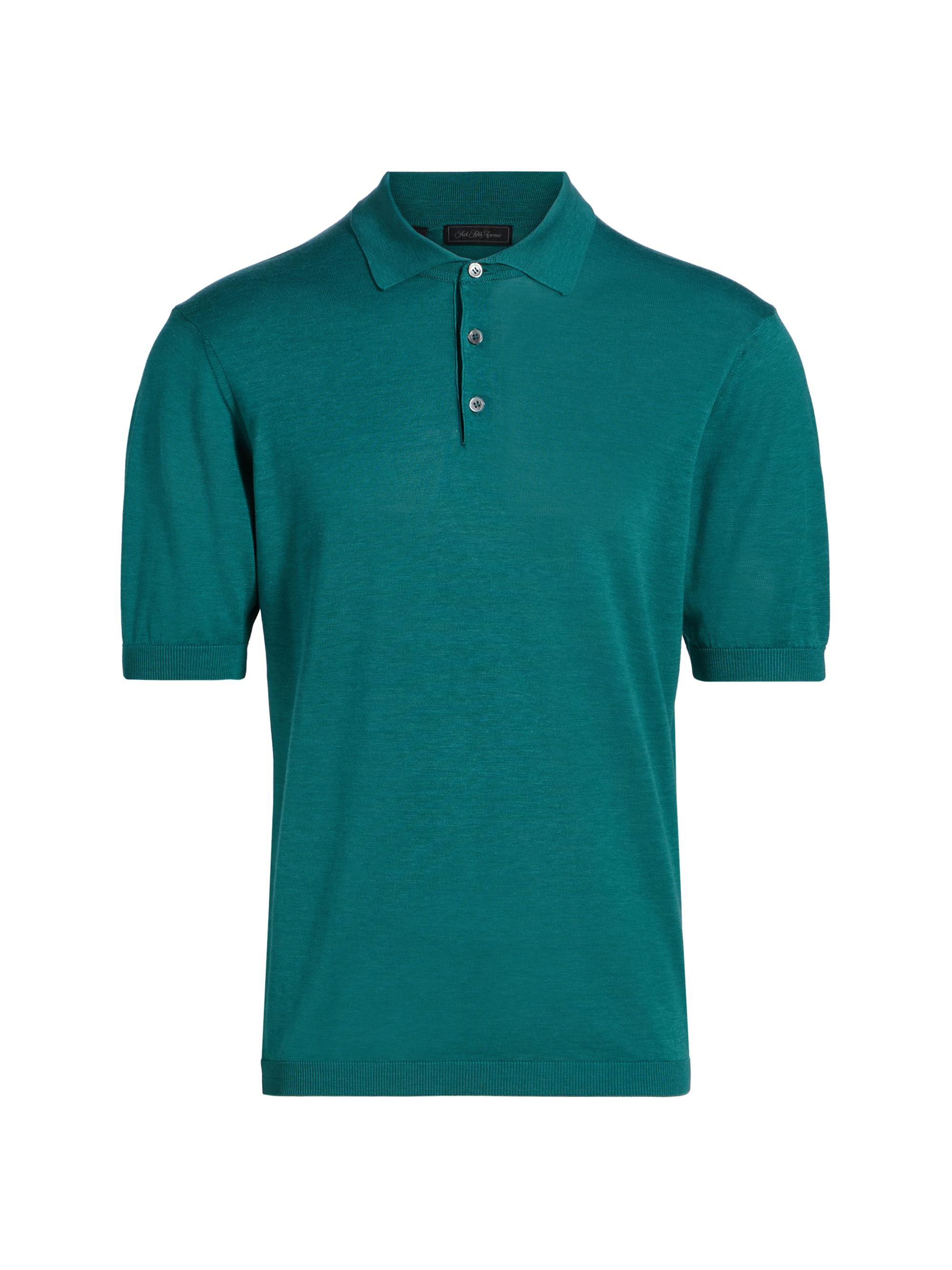 Saks Fifth Avenue Men's Cotton-Silk Knit Polo Shirt - Blue