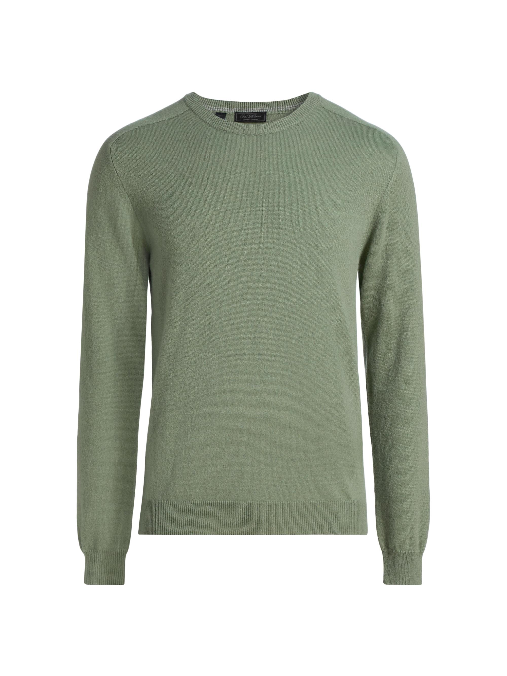 Saks Fifth Avenue Men's Cashmere Saddle Shoulder Crewneck Sweater - Sage