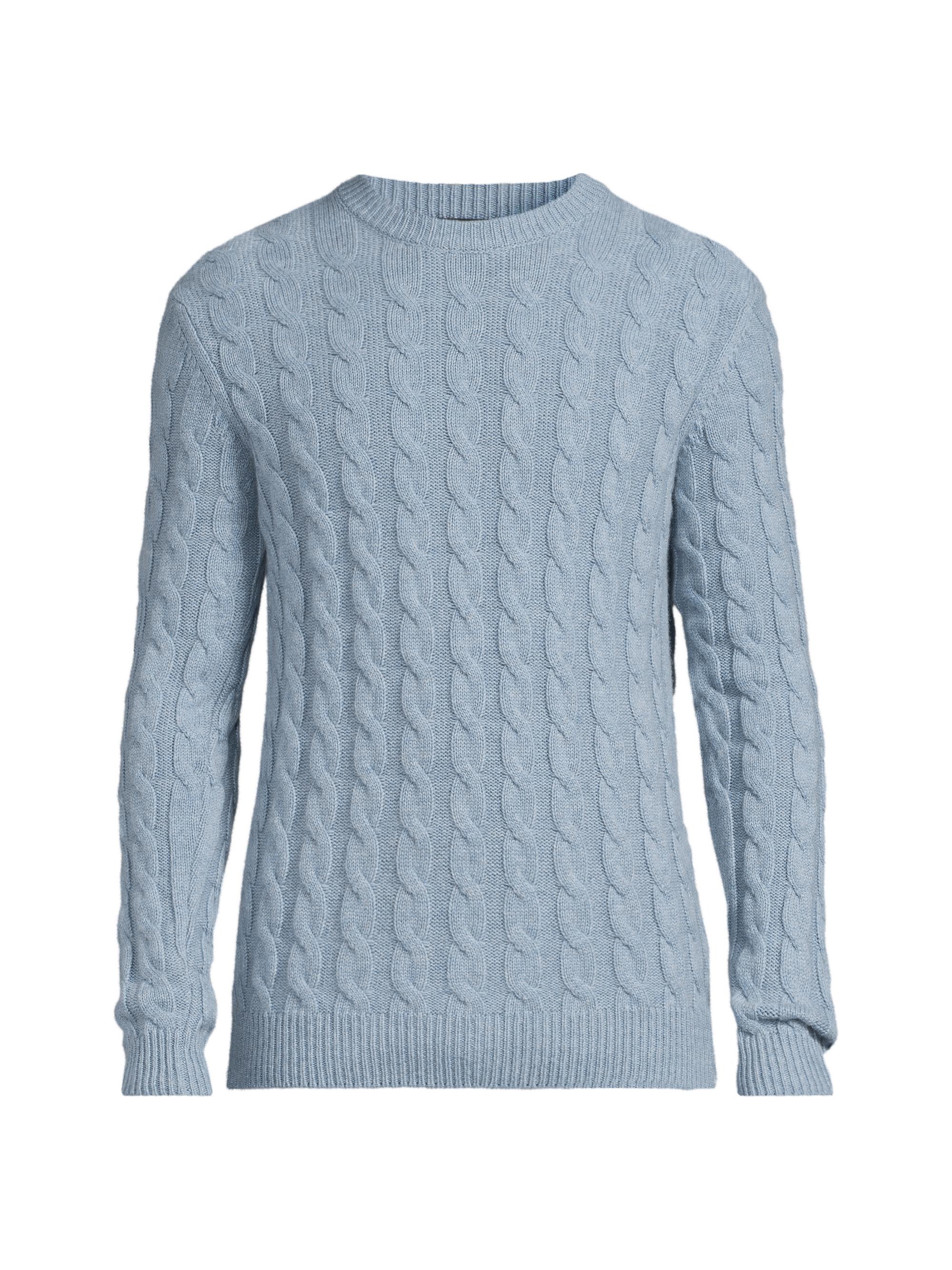 Saks Fifth Avenue Men's COLLECTION Fine Cashmere Cable-Knit Crewneck Sweater - Soft Denim