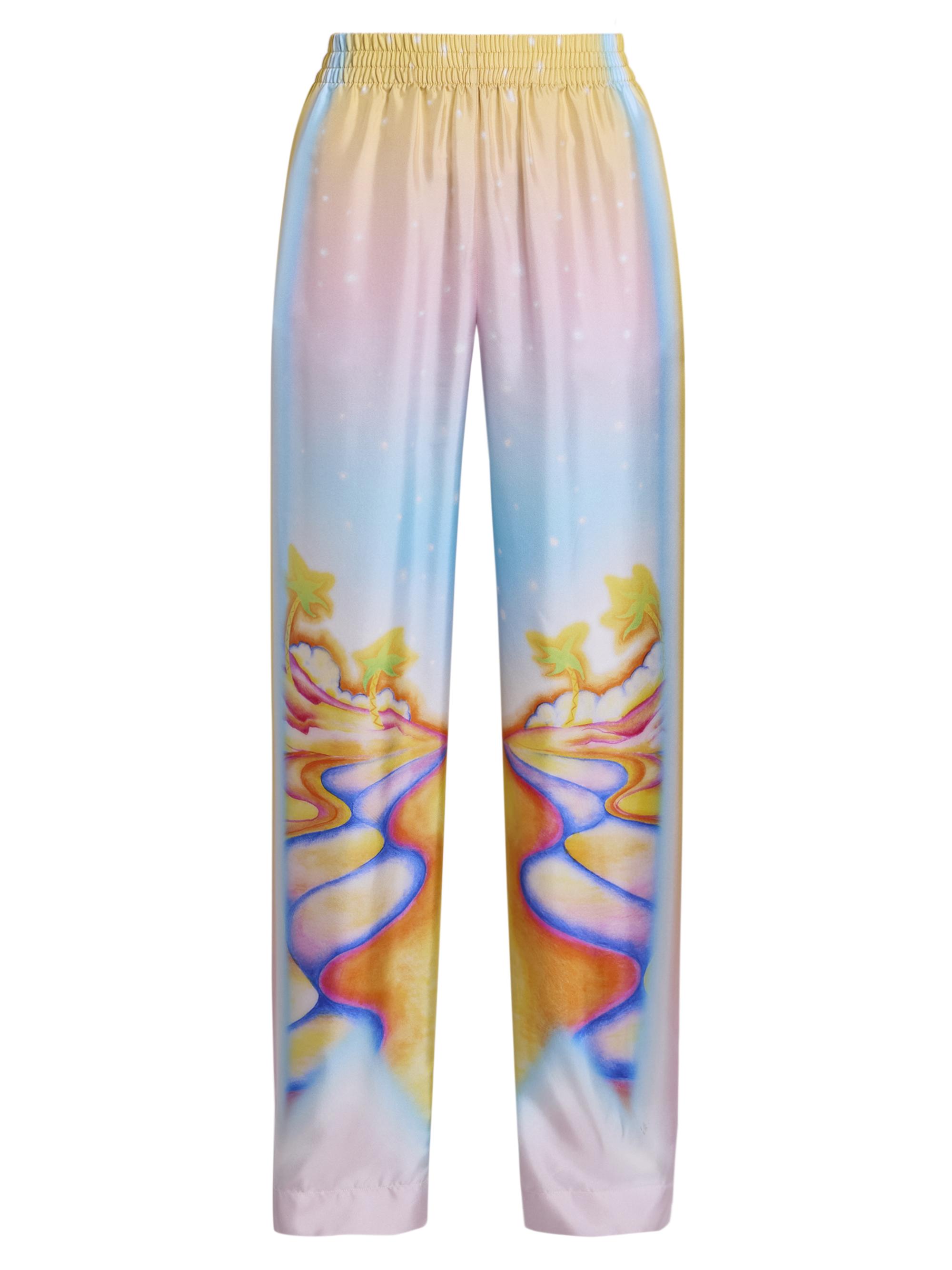 Casablanca Women's Airbrushed Silk Wide-Leg Trousers - Psychedelic Nirvana
