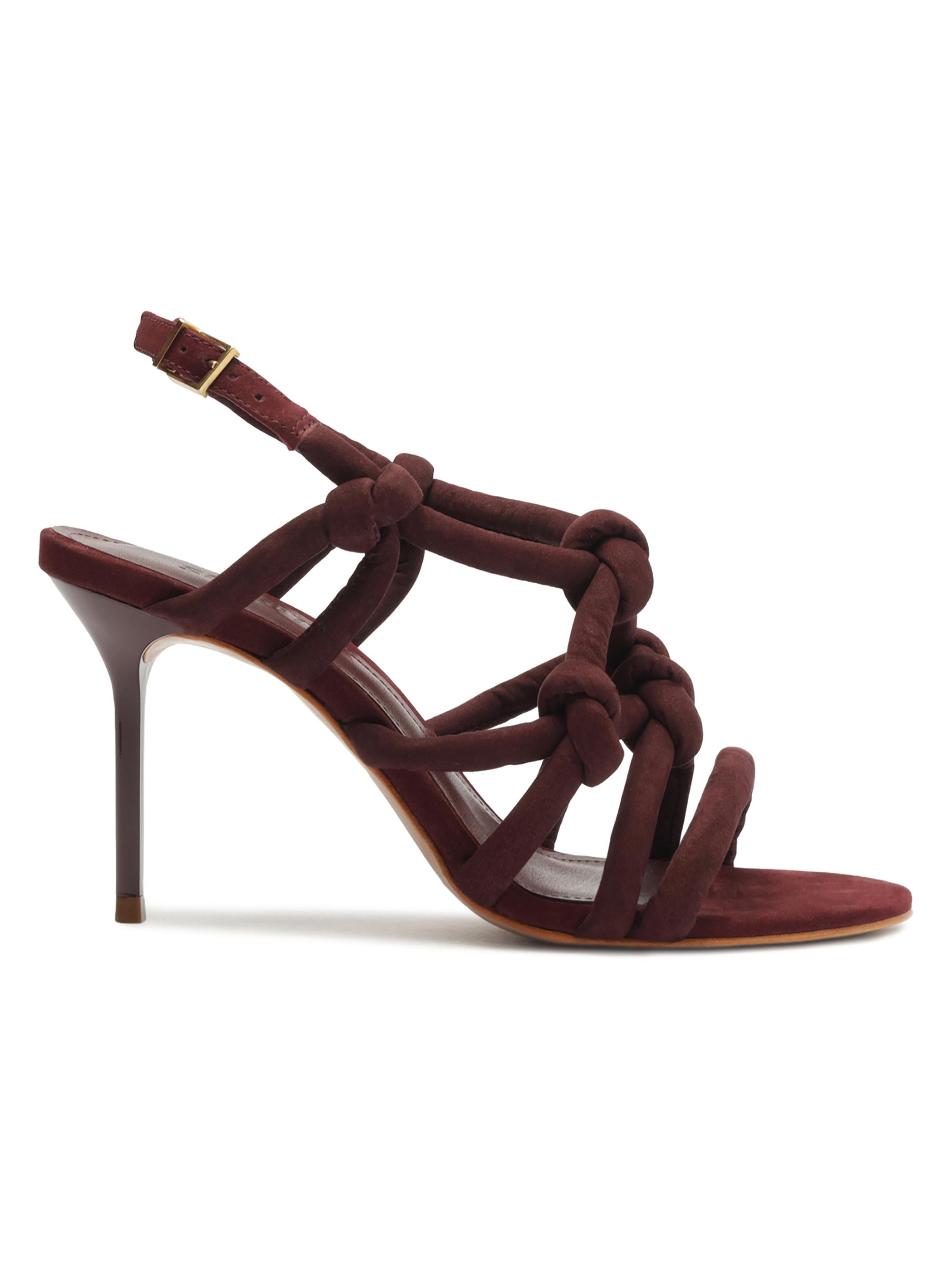 Schutz Women's Janet 231MM Suede Knotted Stiletto Sandals - Vino