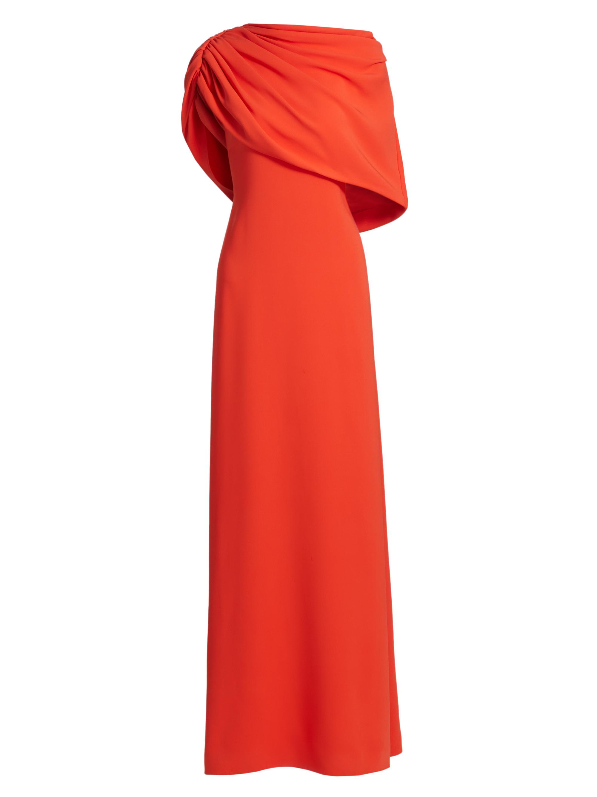 Oscar de la Renta Women's Draped Shoulder Georgette Caftan Gown - Carnelian