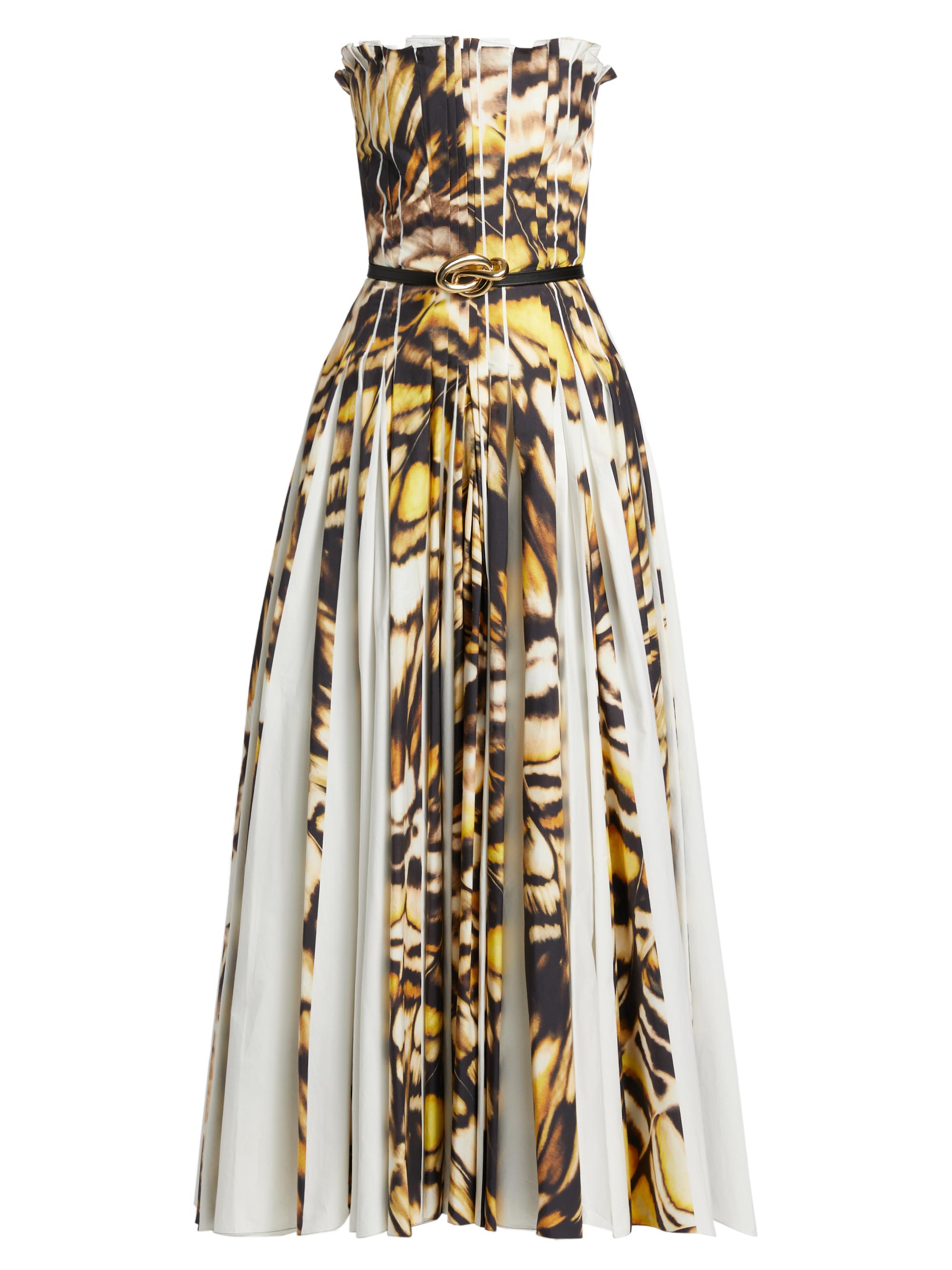 Oscar de la Renta Women's Abstract Butterfly Poplin Strapless Gown - Black Multi