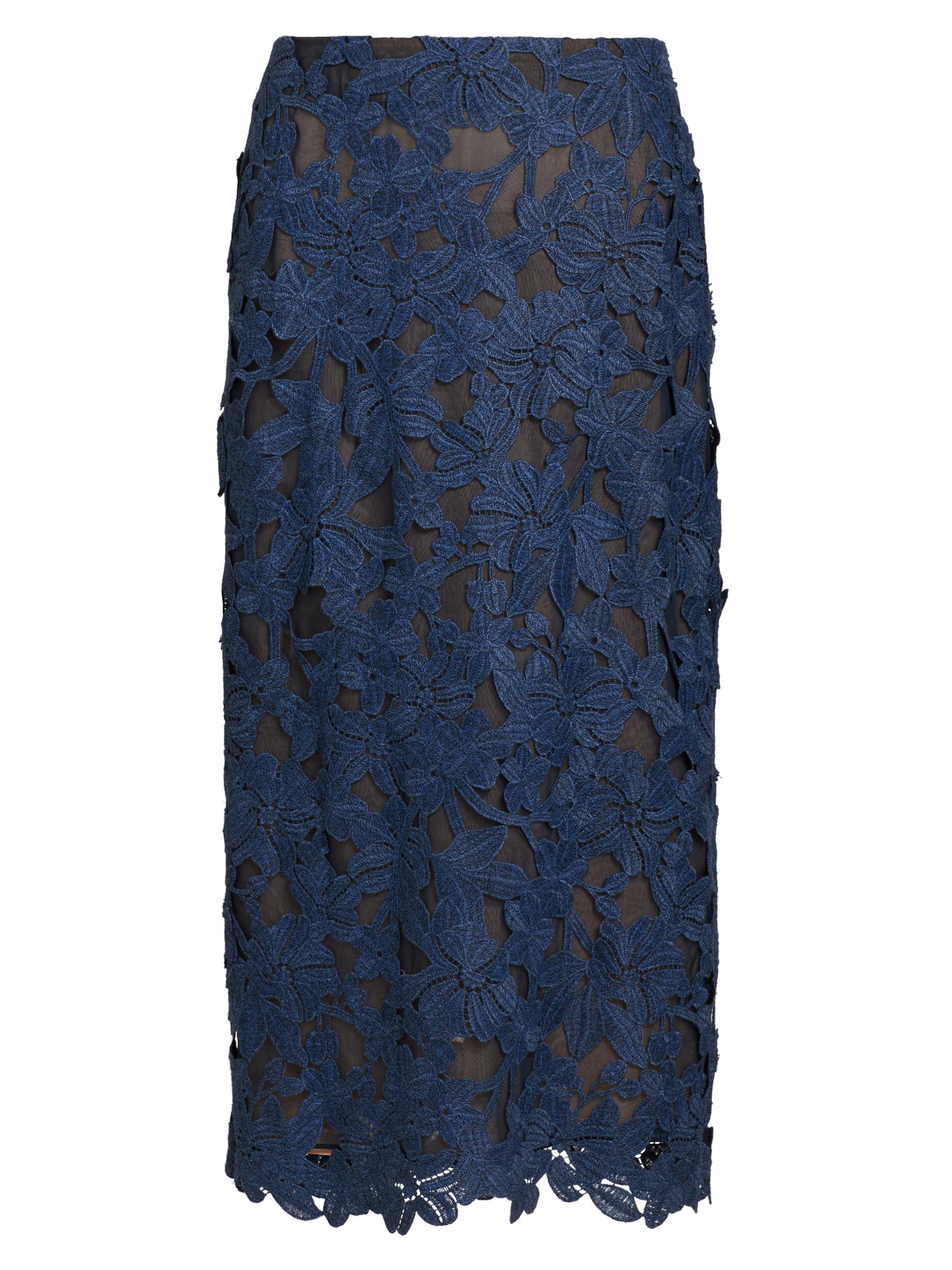 Oscar de la Renta Women's Cherry Blossom Guipure Lace Midi-Skirt - Denim Blue