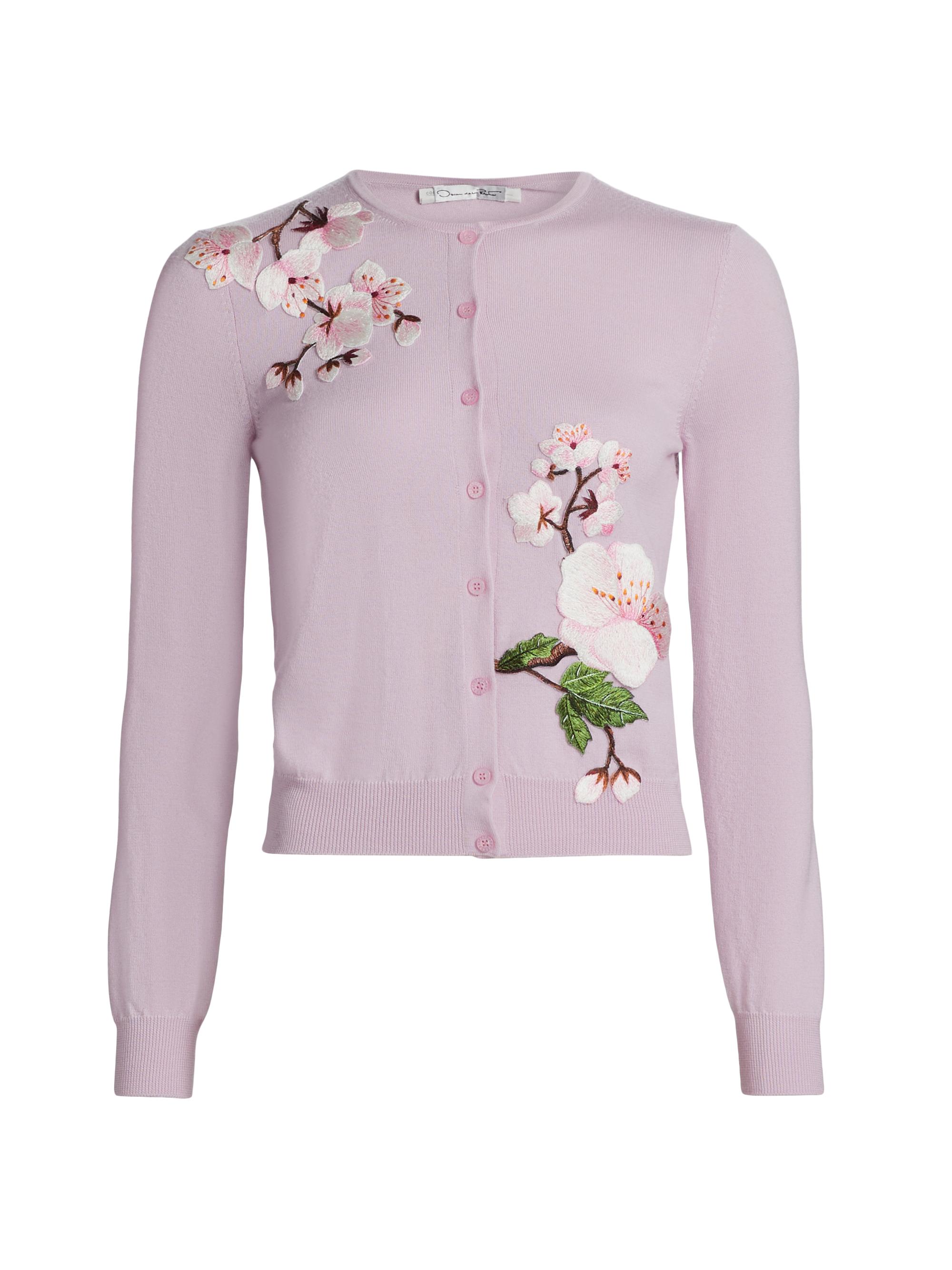 Oscar de la Renta Women's Cherry Blossom Threadwork Cardigan - Lily