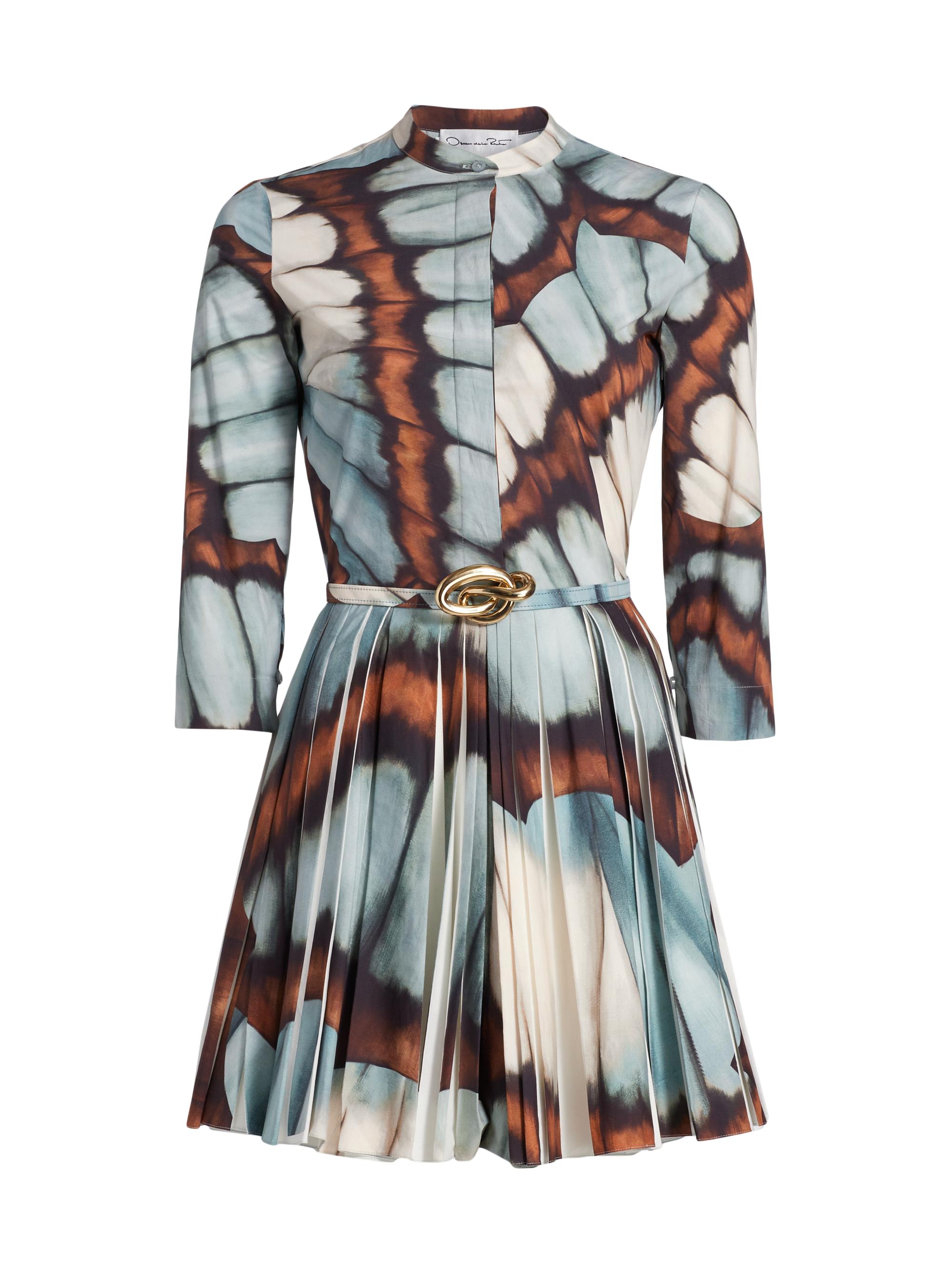 Oscar de la Renta Women's Abstract Butterfly Cotton Poplin Minidress - Blue Multi