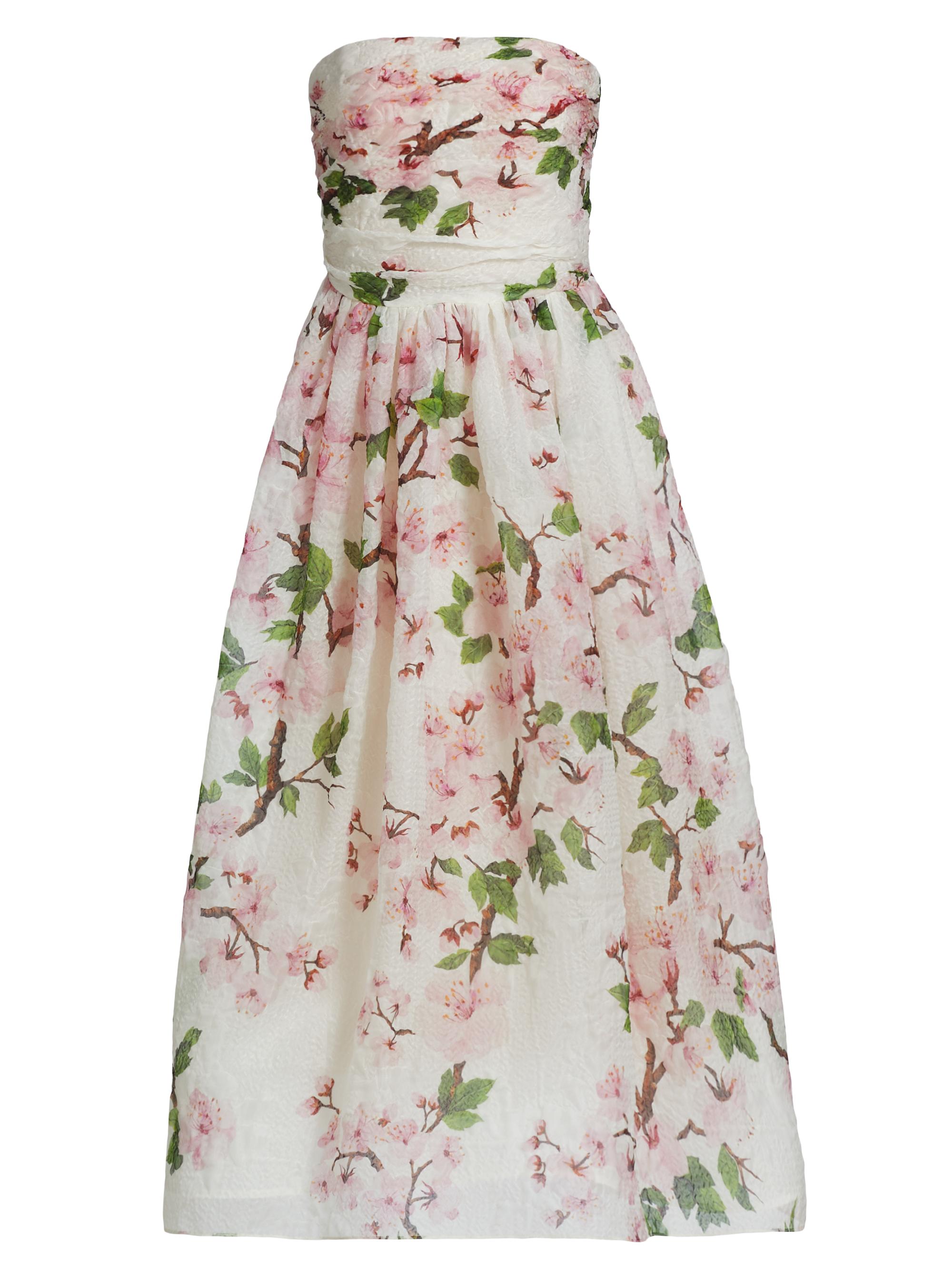 Oscar de la Renta Strapless Cherry Blossom Organza Dress | Saks