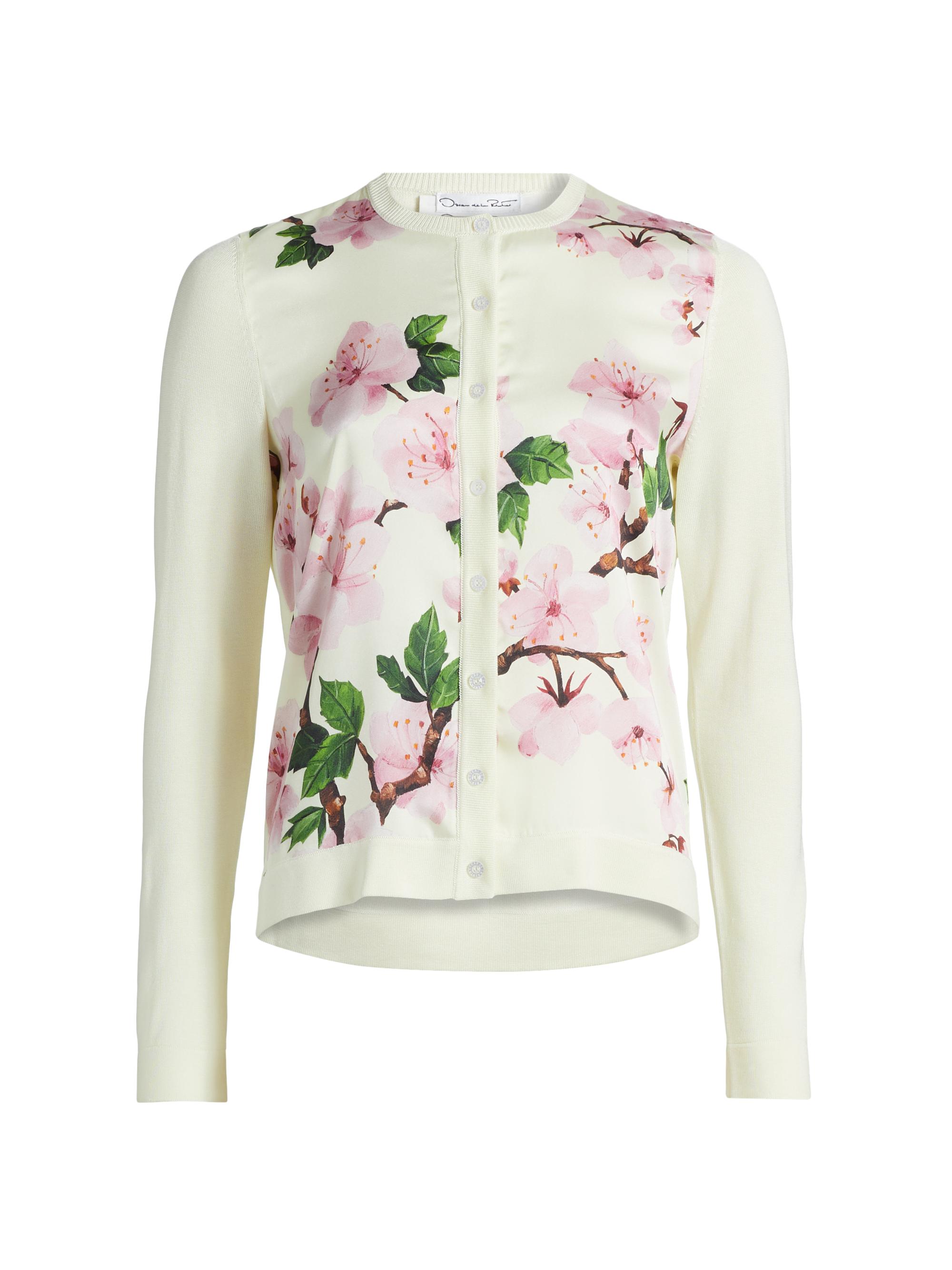 Oscar de la Renta Women's Cherry Blossom Silk-Blend Cardigan - Pink