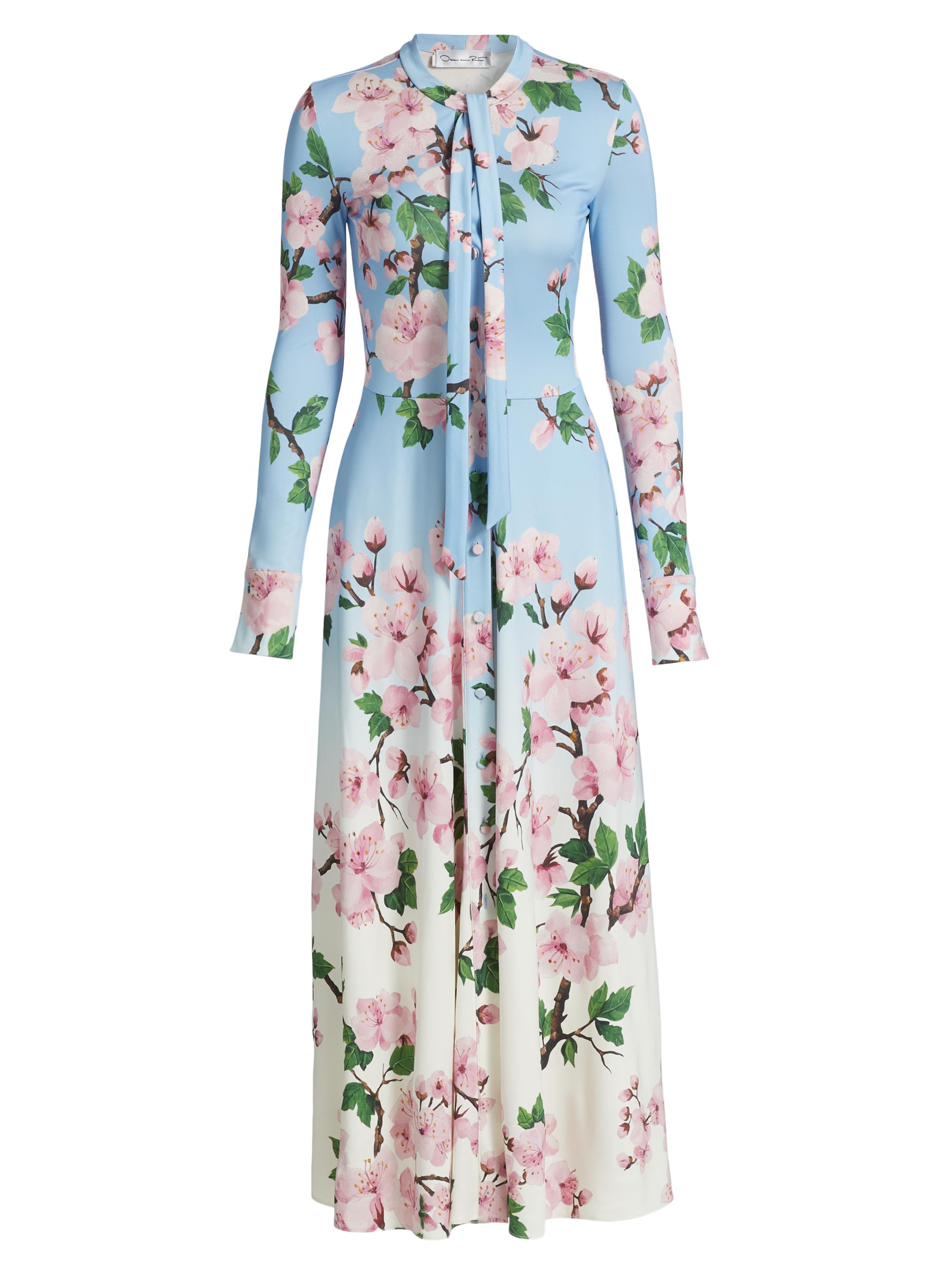 Oscar de la Renta Ombrê Cherry Blossom Jersey Dress Saks Fifth