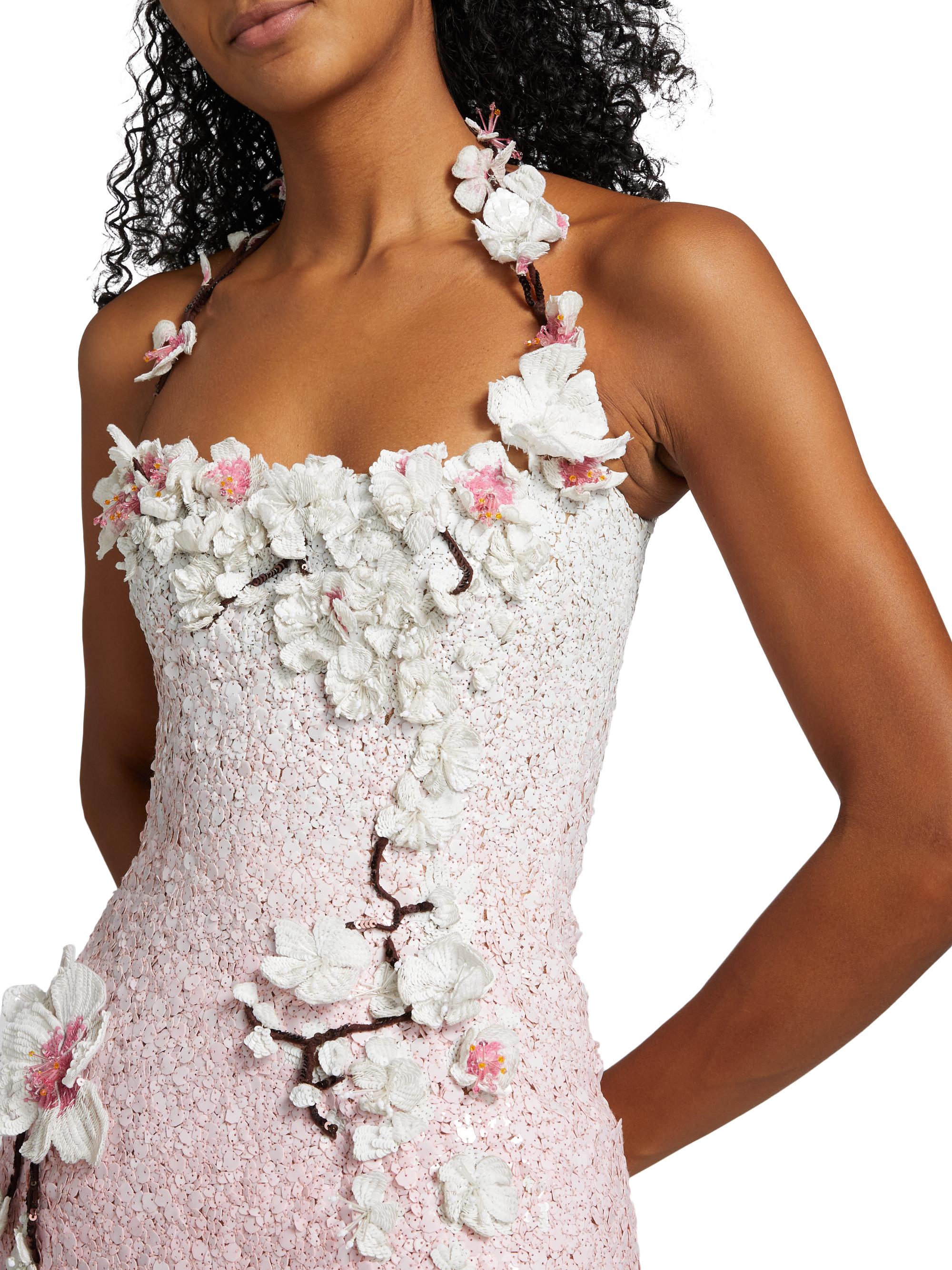 Oscar de la Renta Cherry Blossom Sequined Minidress | Saks Fifth