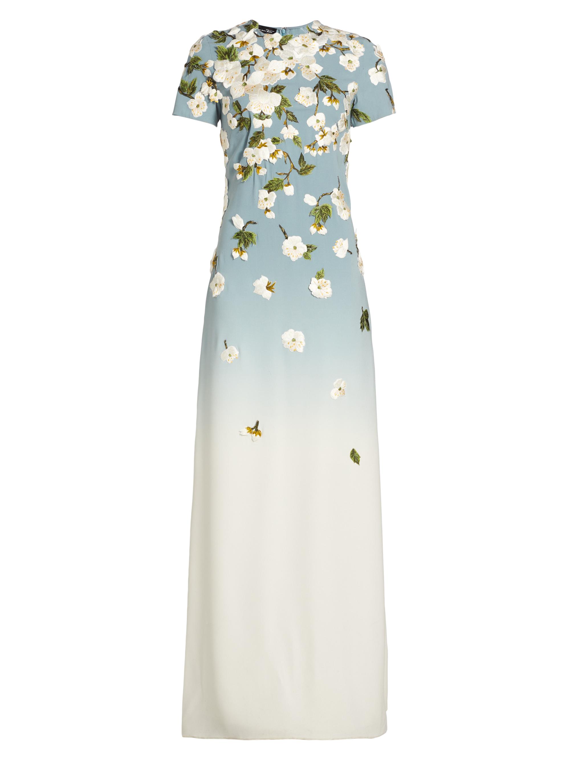 Oscar de la Renta Women's Ombré Cherry Blossom Gown - Seaglass