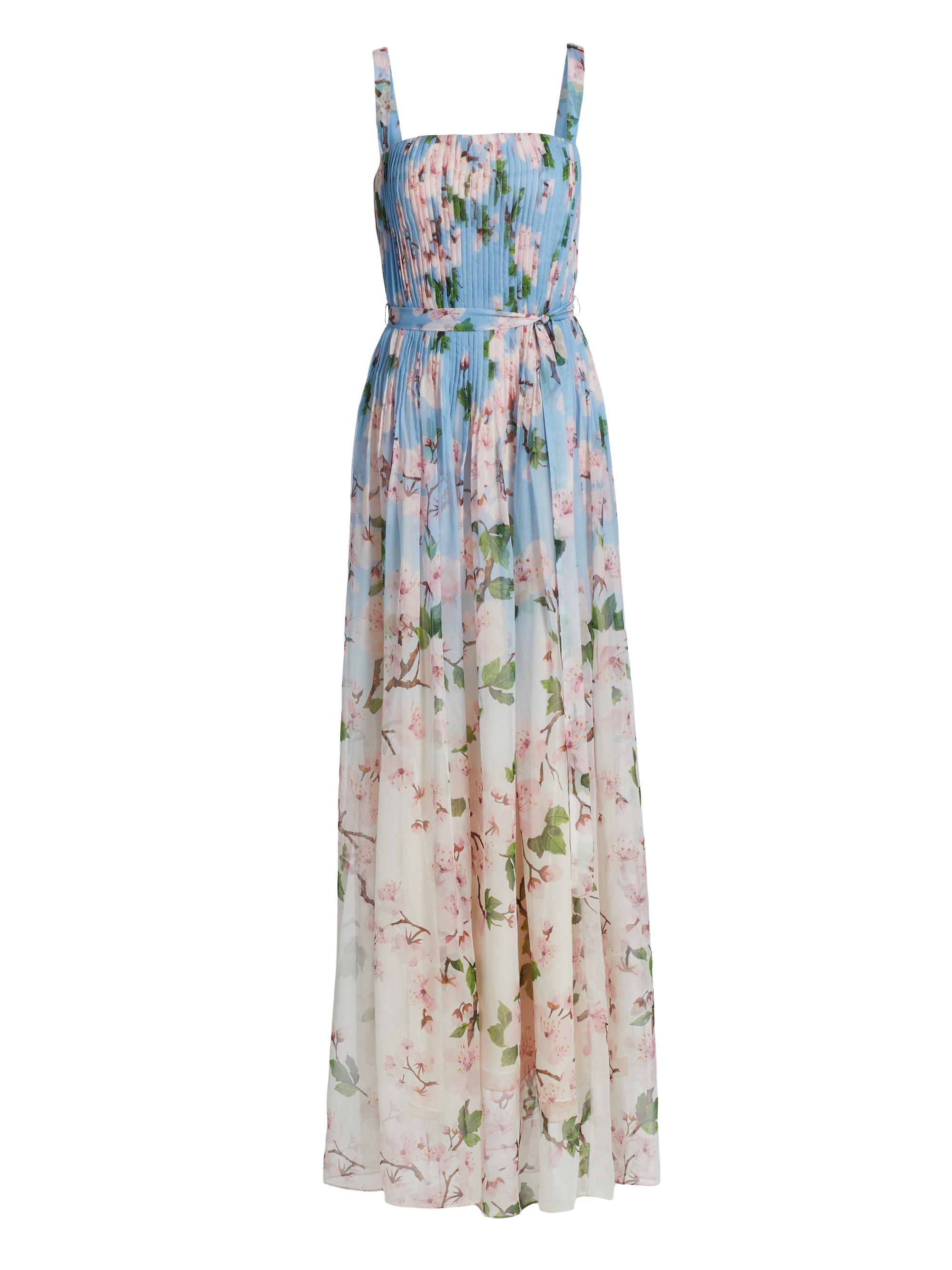 Oscar de la Renta Women's Pleated Ombrê Cherry Blossom Gown - Pink Blue Ombre
