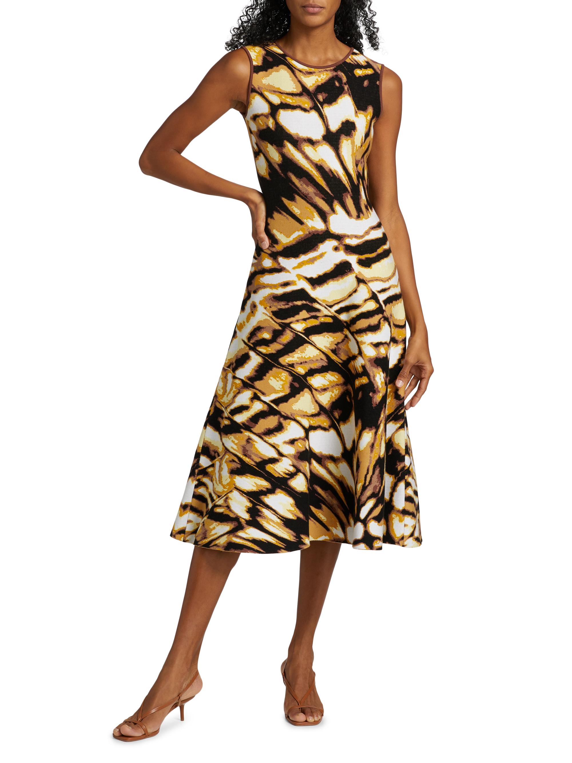 Oscar de la Renta Butterfly Jacquard-Knit Crewneck Midi-Dress | Saks Fifth  Avenue