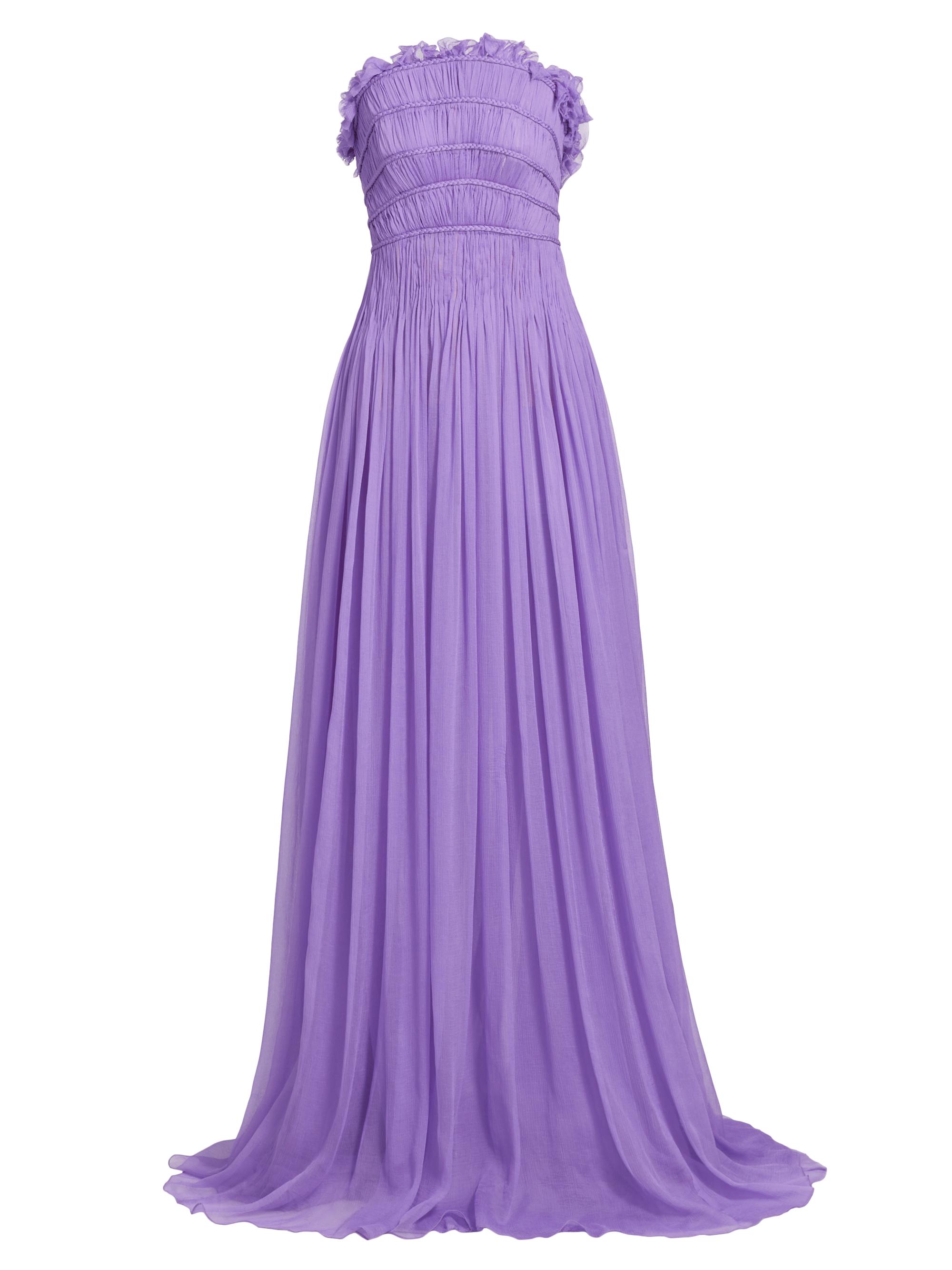 Oscar de la Renta Pleated Crinkle Chiffon Strapless Gown Saks