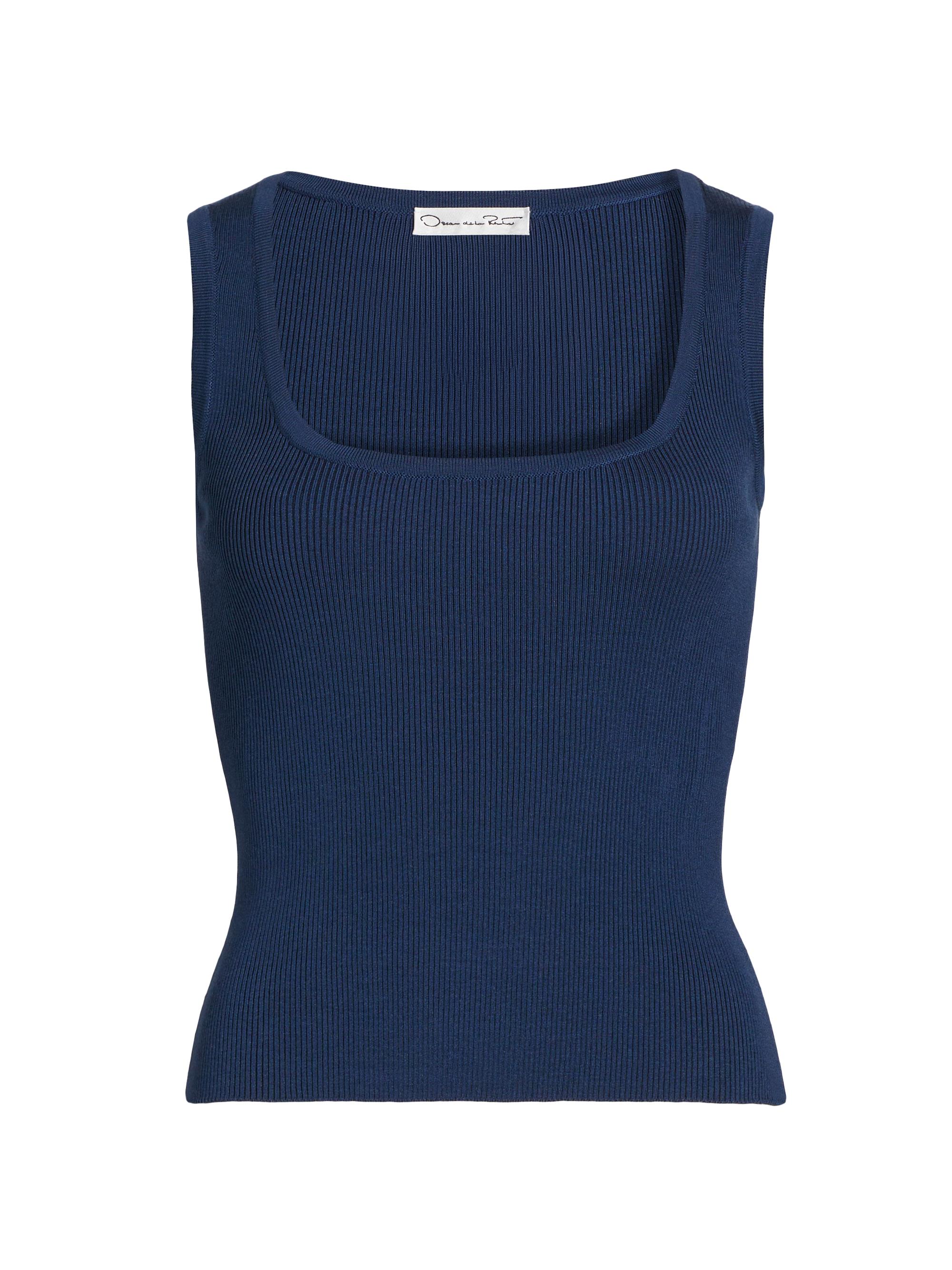 Oscar de la Renta Women's Rib-Knit Silk Scoopneck Tank - Denim Blue