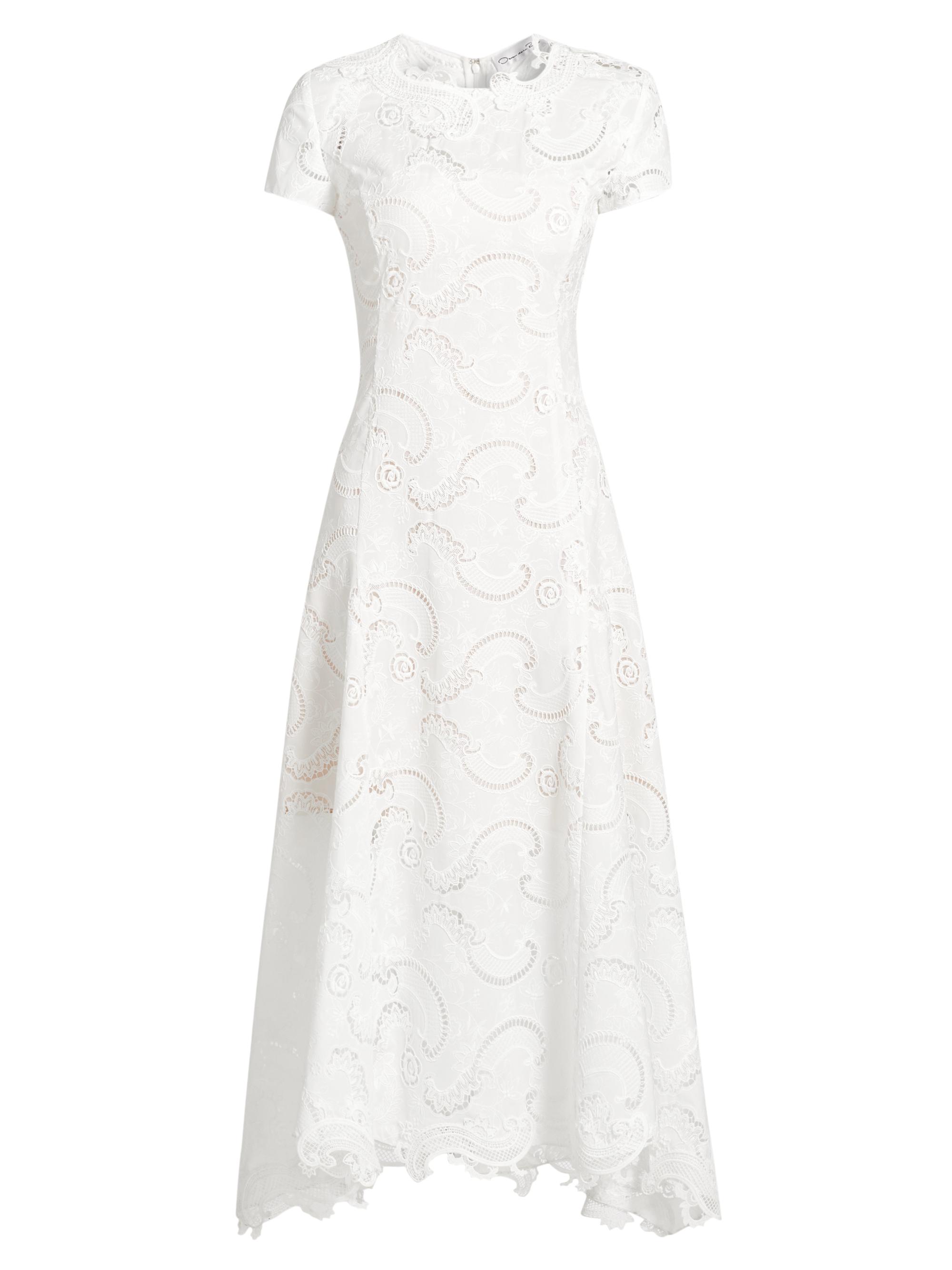 Oscar de la Renta Women's Scroll Guipure Lace Day Dress - White
