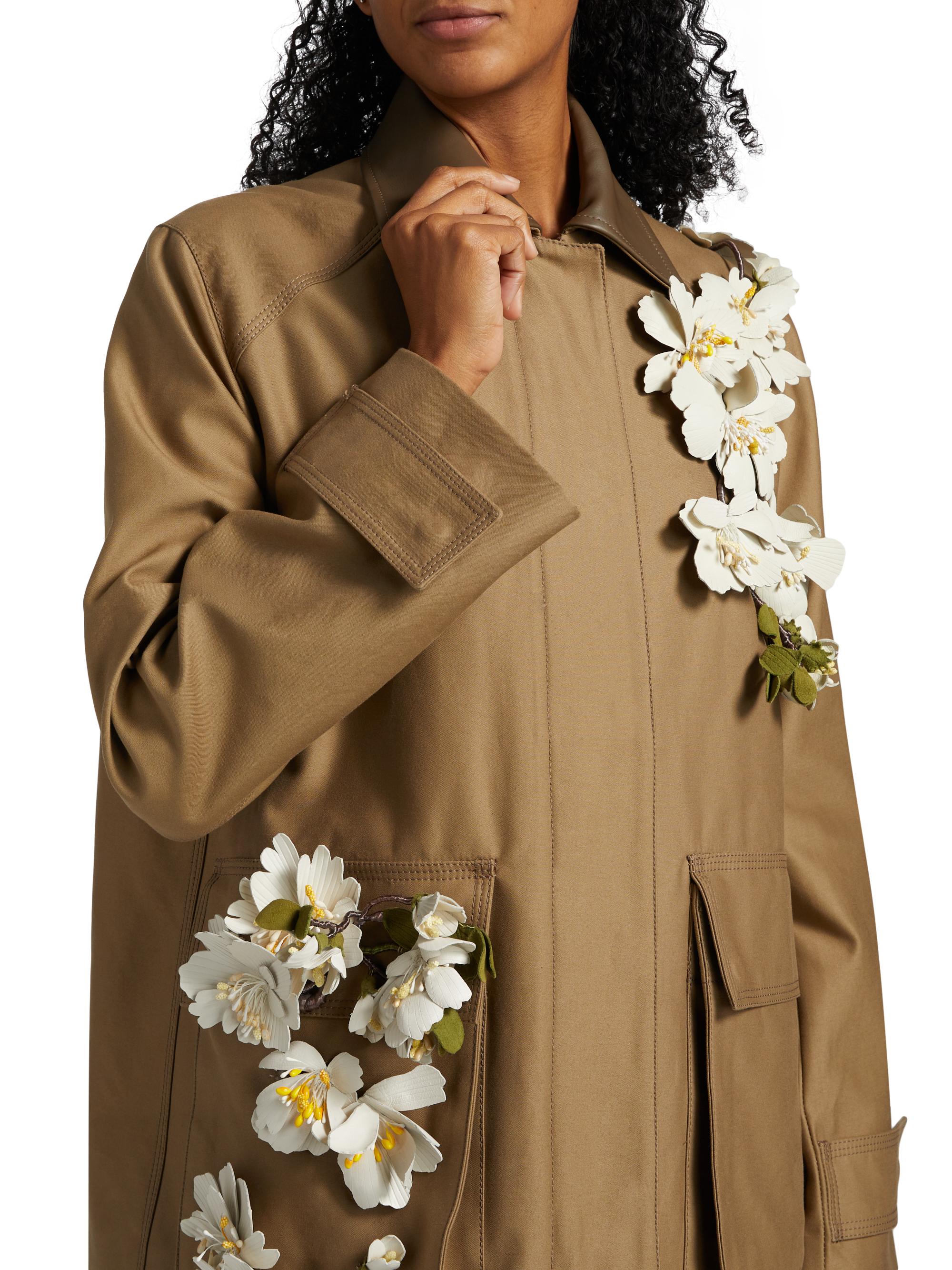 Oscar de la Renta Floral Appliqué Cargo Jacket Saks Fifth Avenue