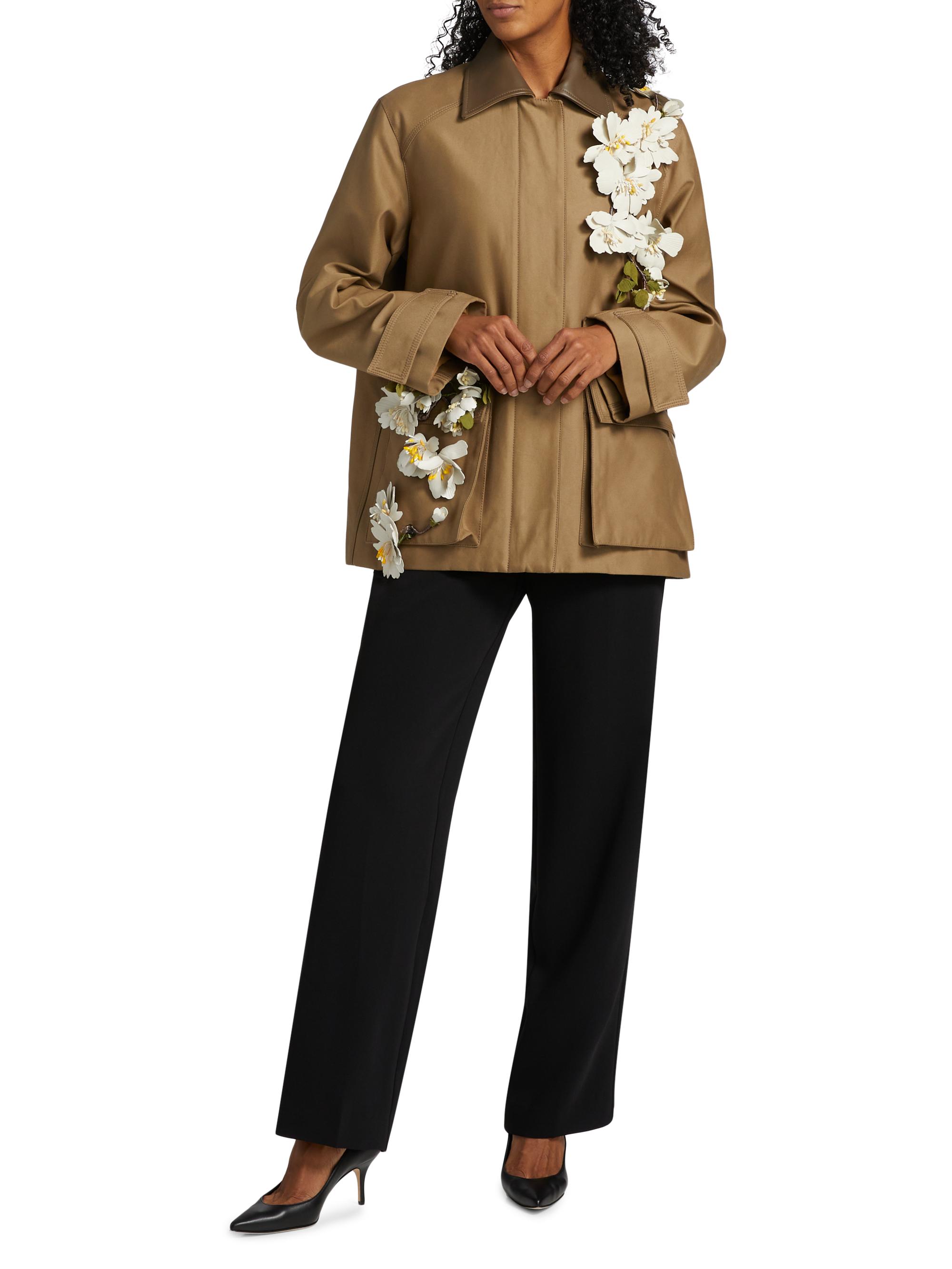 Oscar de la Renta Floral Appliqué Cargo Jacket Saks Fifth Avenue