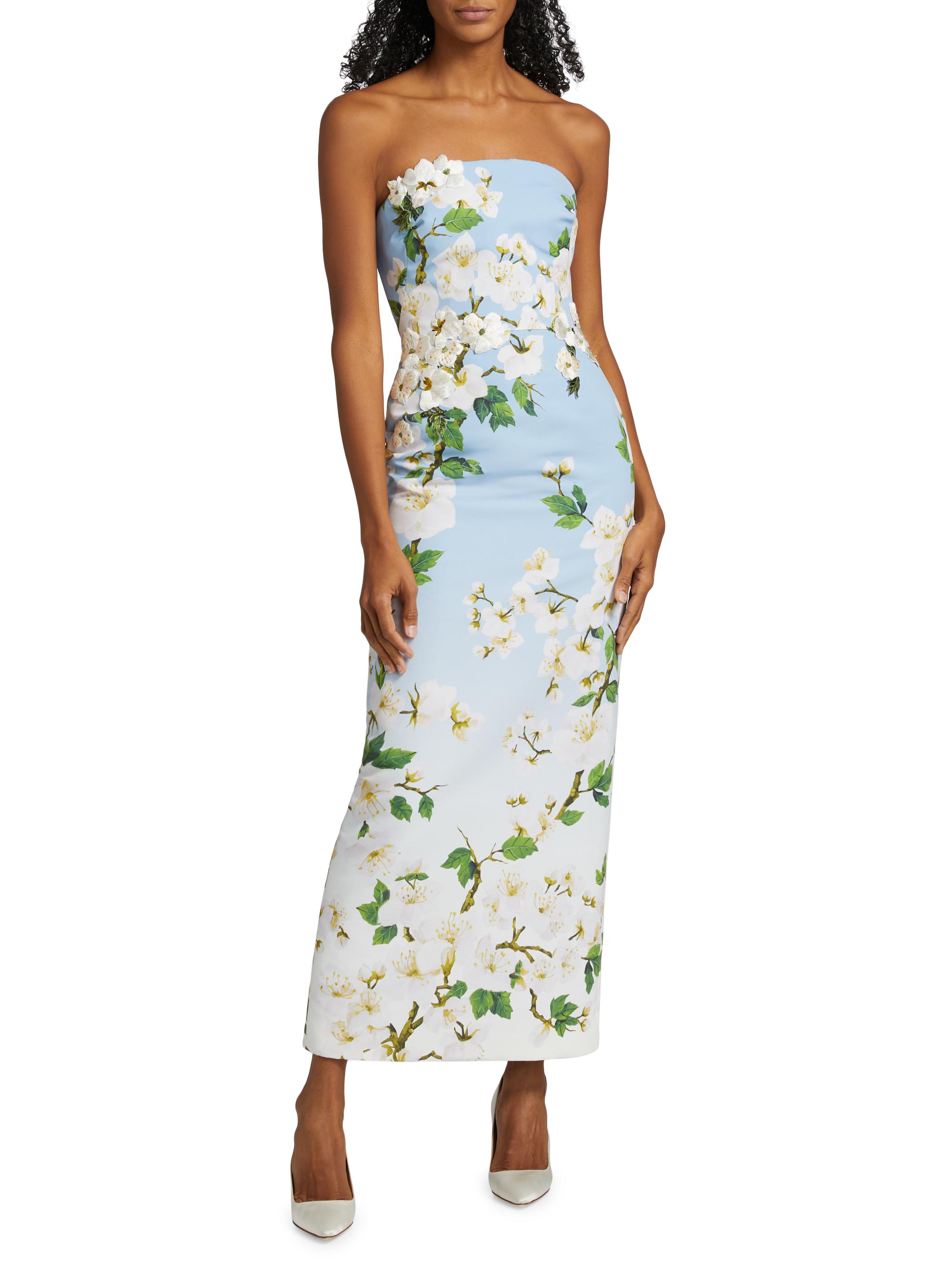Oscar de la Renta Ombré Cherry Blossom Strapless Gown | Saks Fifth