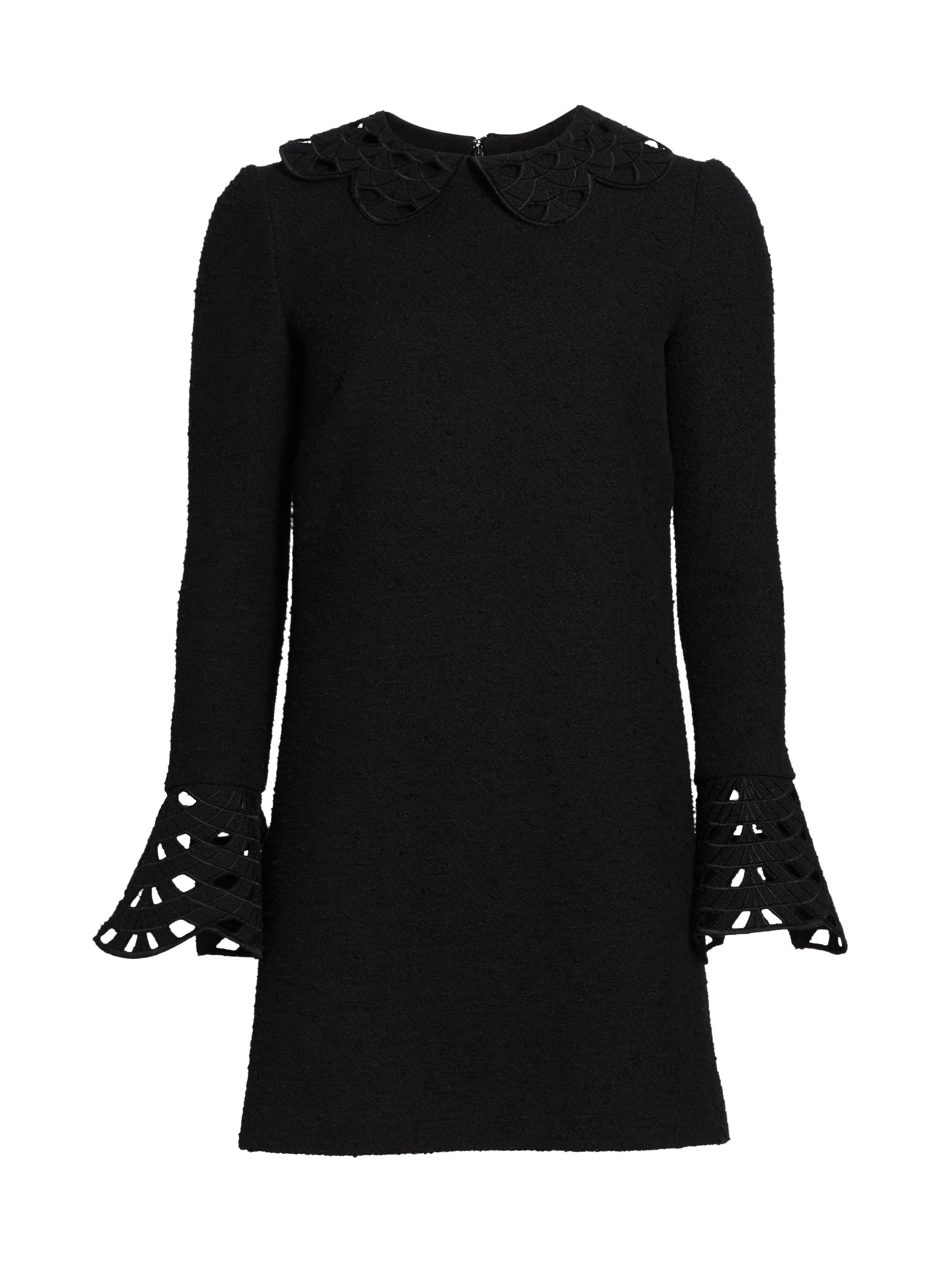 Oscar de la Renta Women's Threadwork Cut-Out Tweed Dress - Black