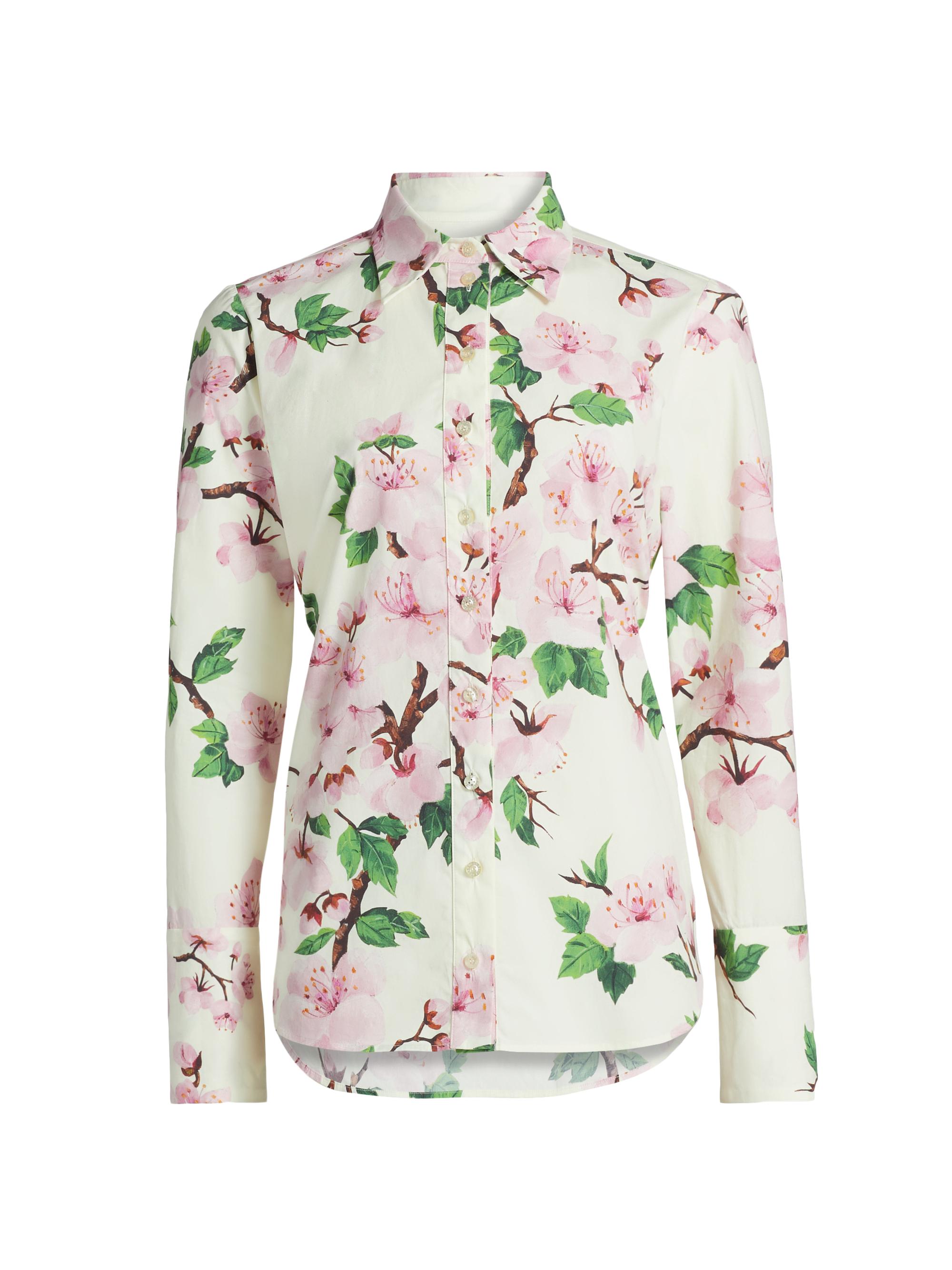Oscar de la Renta Women's Cherry Blossom Cotton Poplin Blouse - Pink