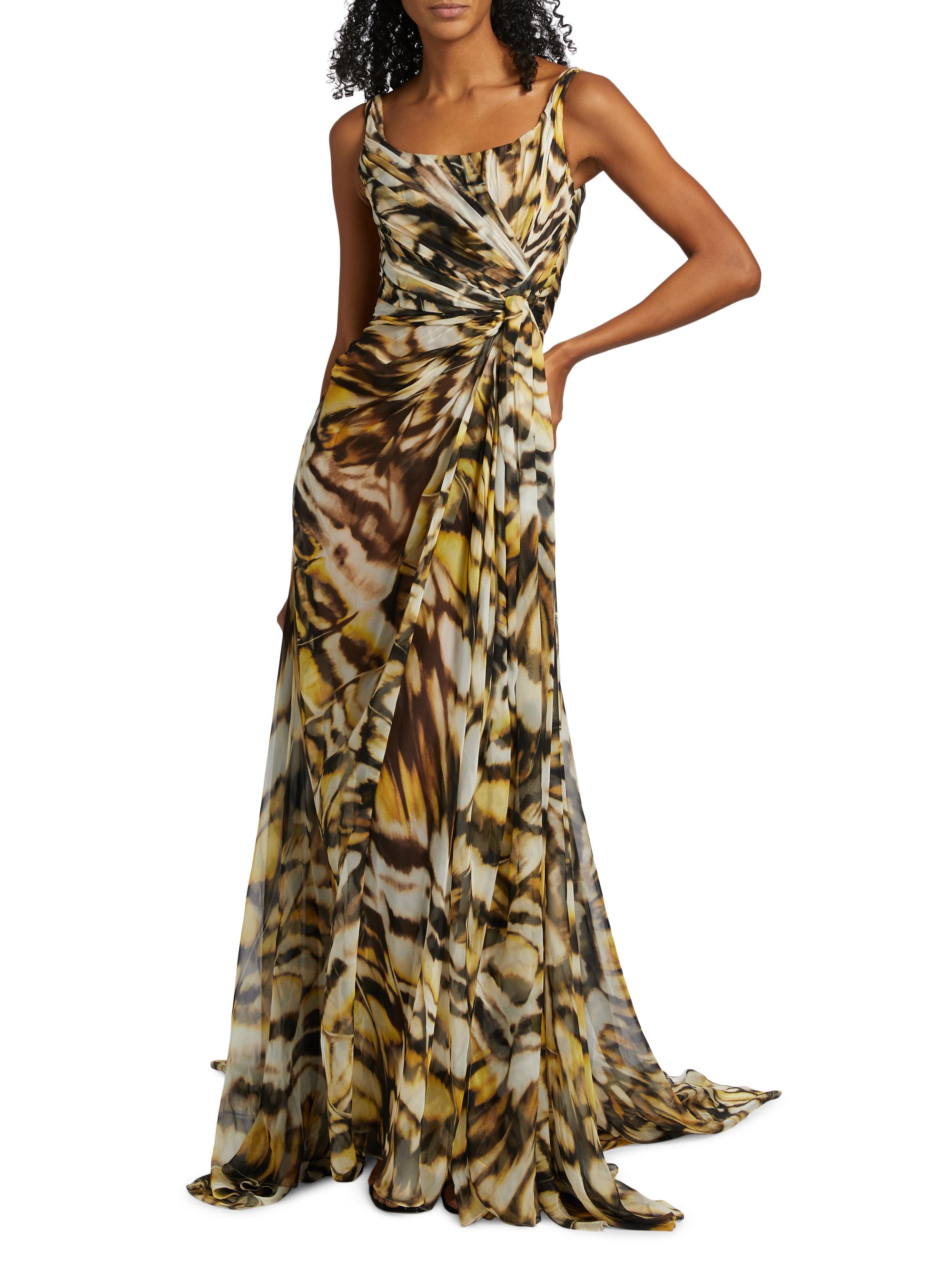 Oscar de la Renta Abstract Butterfly Silk Chiffon Gown | Saks Fifth Avenue