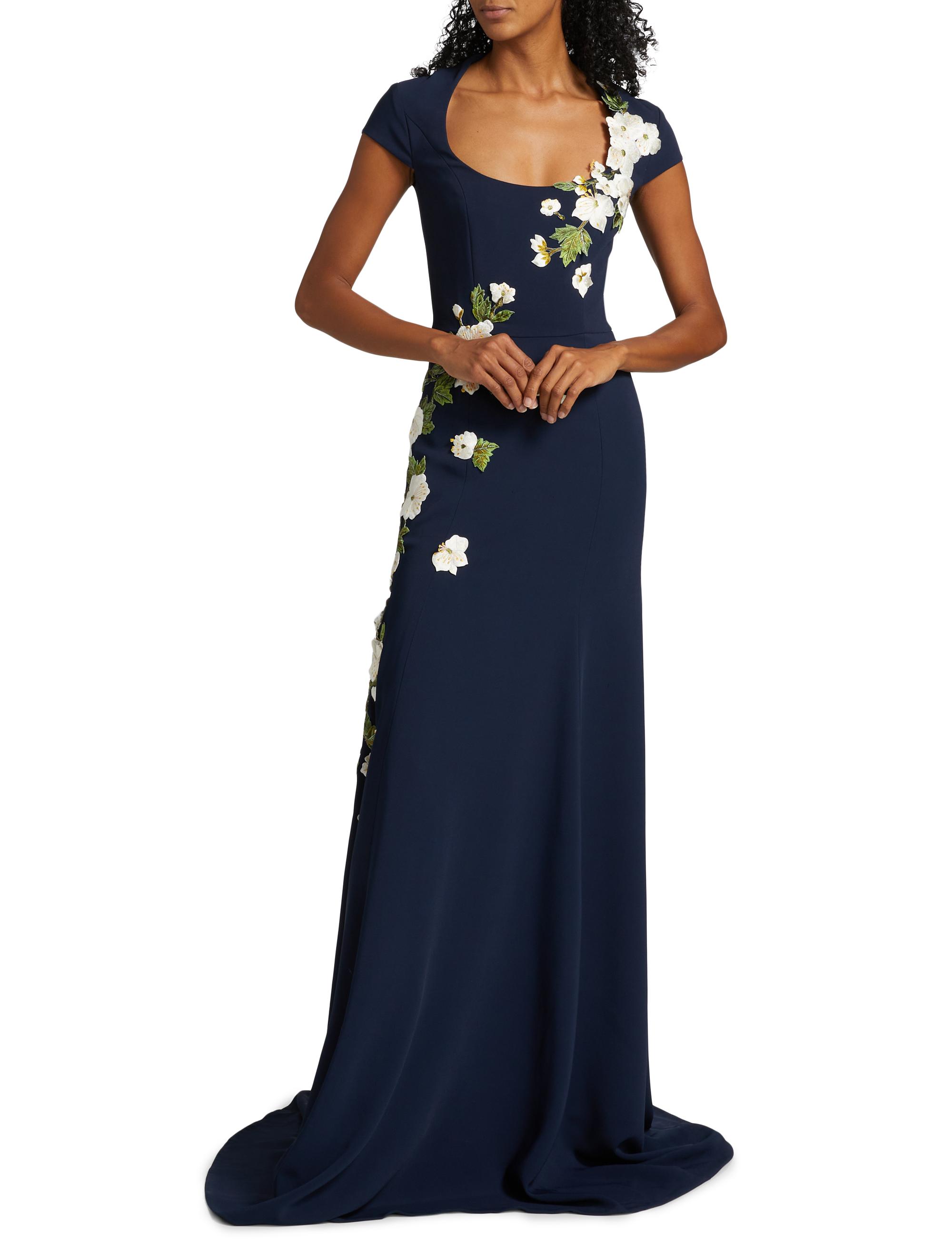 Oscar de la Renta Cherry Blossom Embroidered Gown | Saks Fifth Avenue