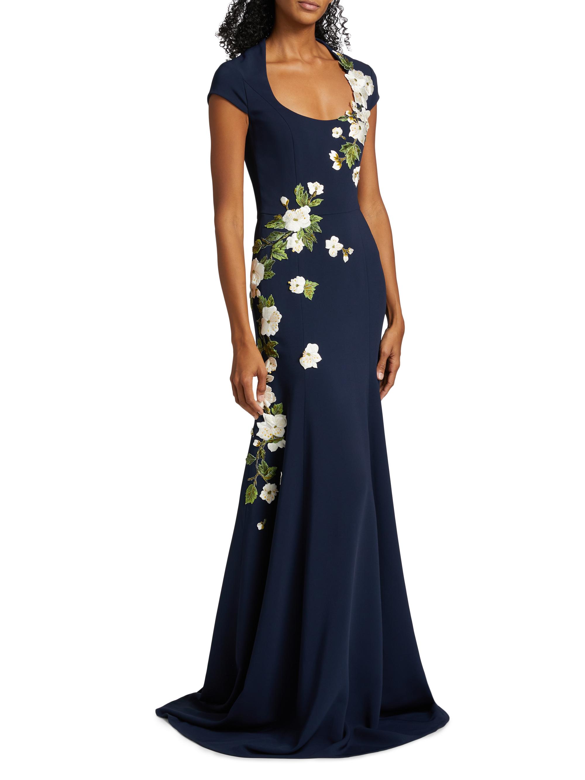 Oscar de la Renta Cherry Blossom Embroidered Gown Saks Fifth Avenue