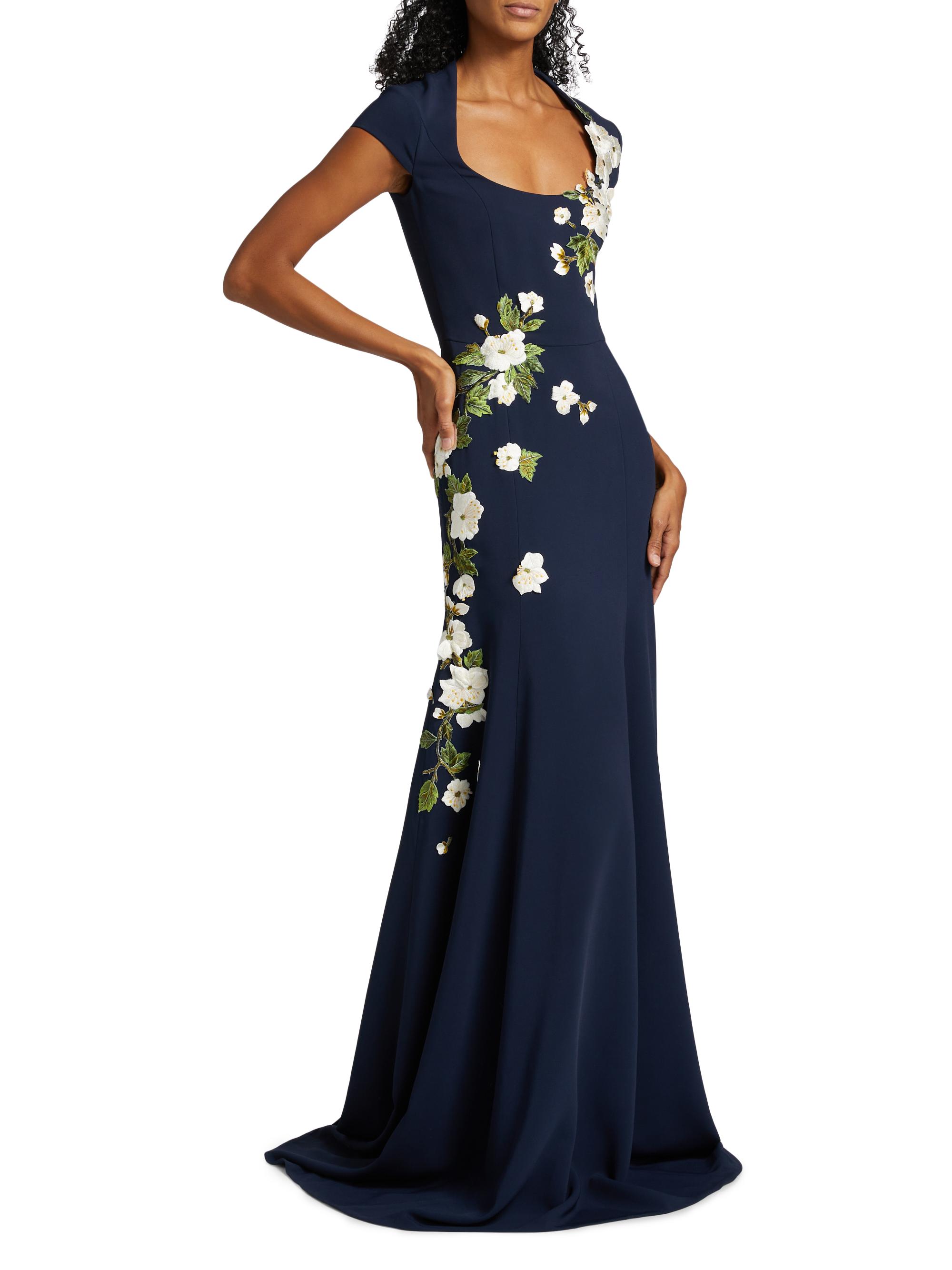 Oscar de la Renta Cherry Blossom Embroidered Gown | Saks Fifth Avenue