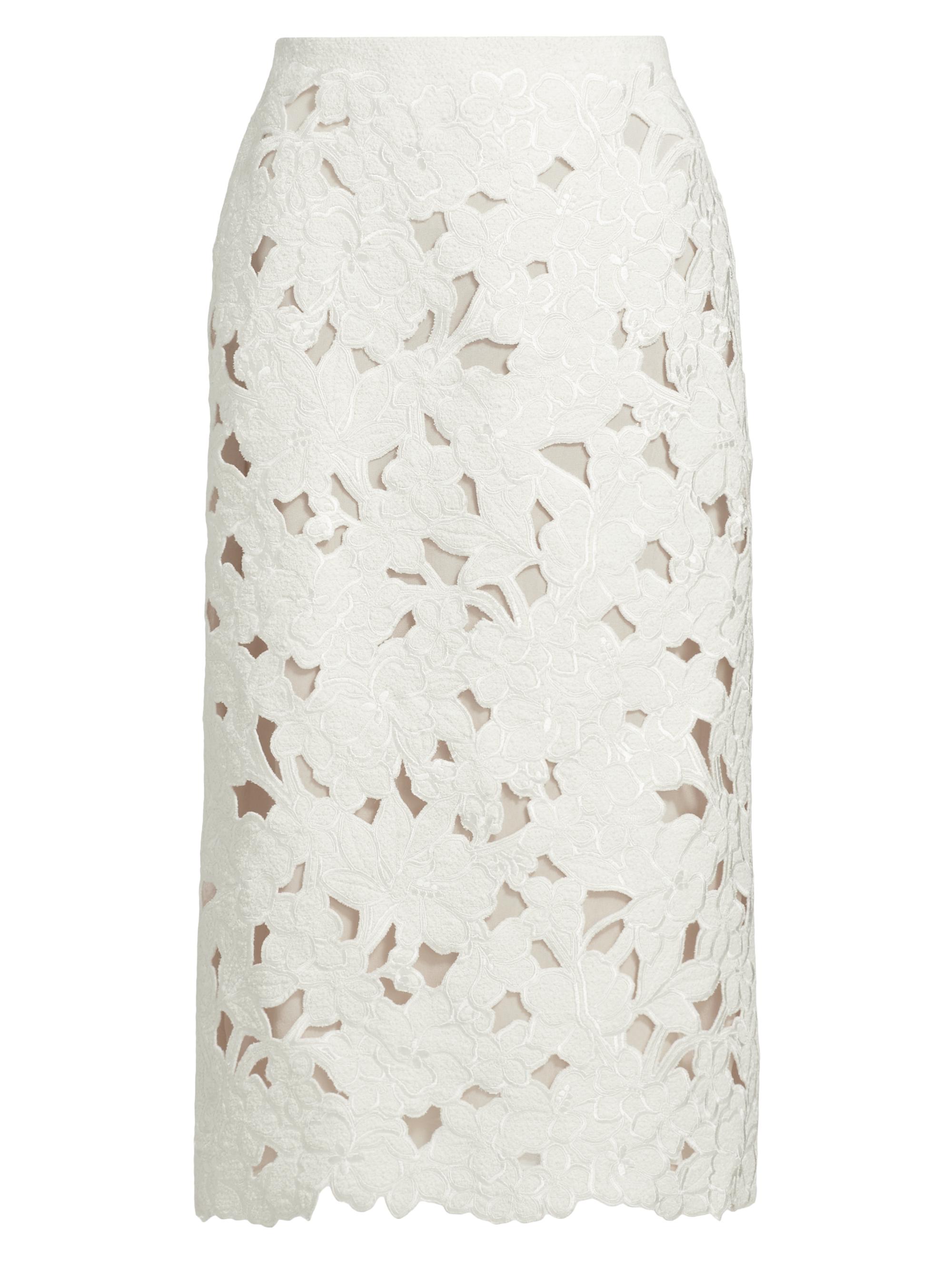 Oscar de la Renta Women's Tweed Embroidered Cut-Out Midi-Skirt -