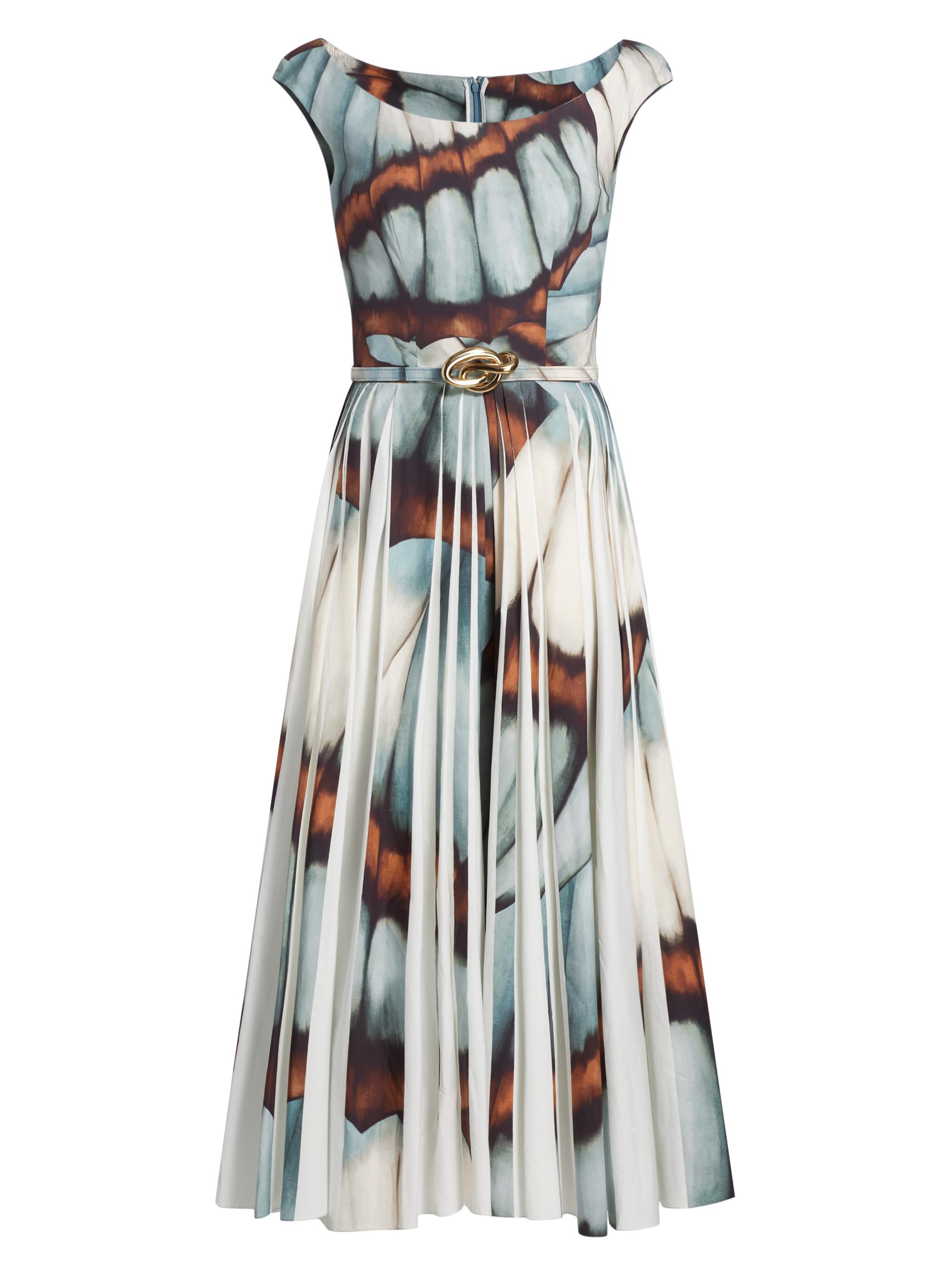 Oscar de la Renta Women's Abstract Butterfly Cotton Poplin Dress - Blue Multi