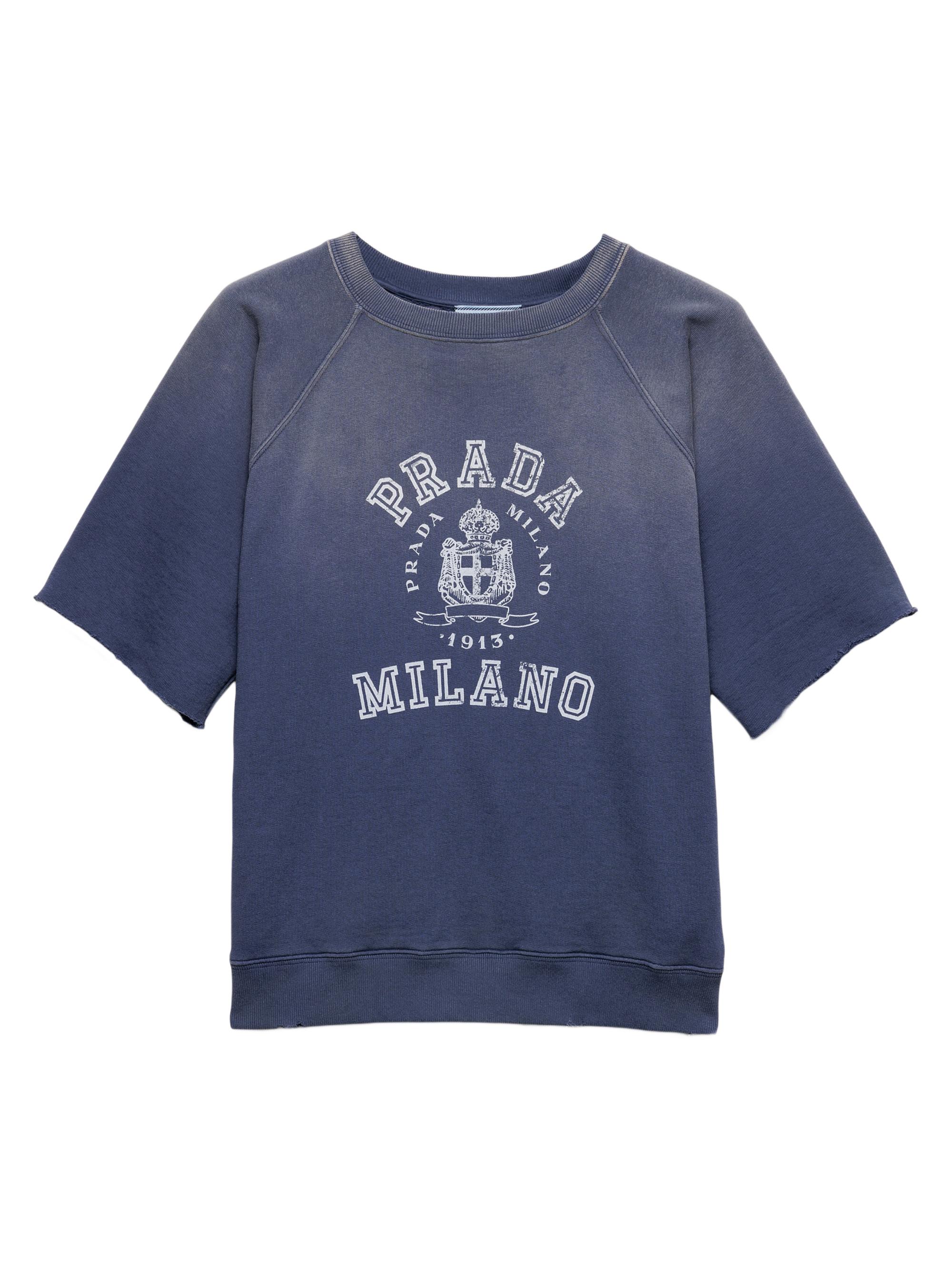 Prada Women's Cotton Fleece T-Shirt - Blue