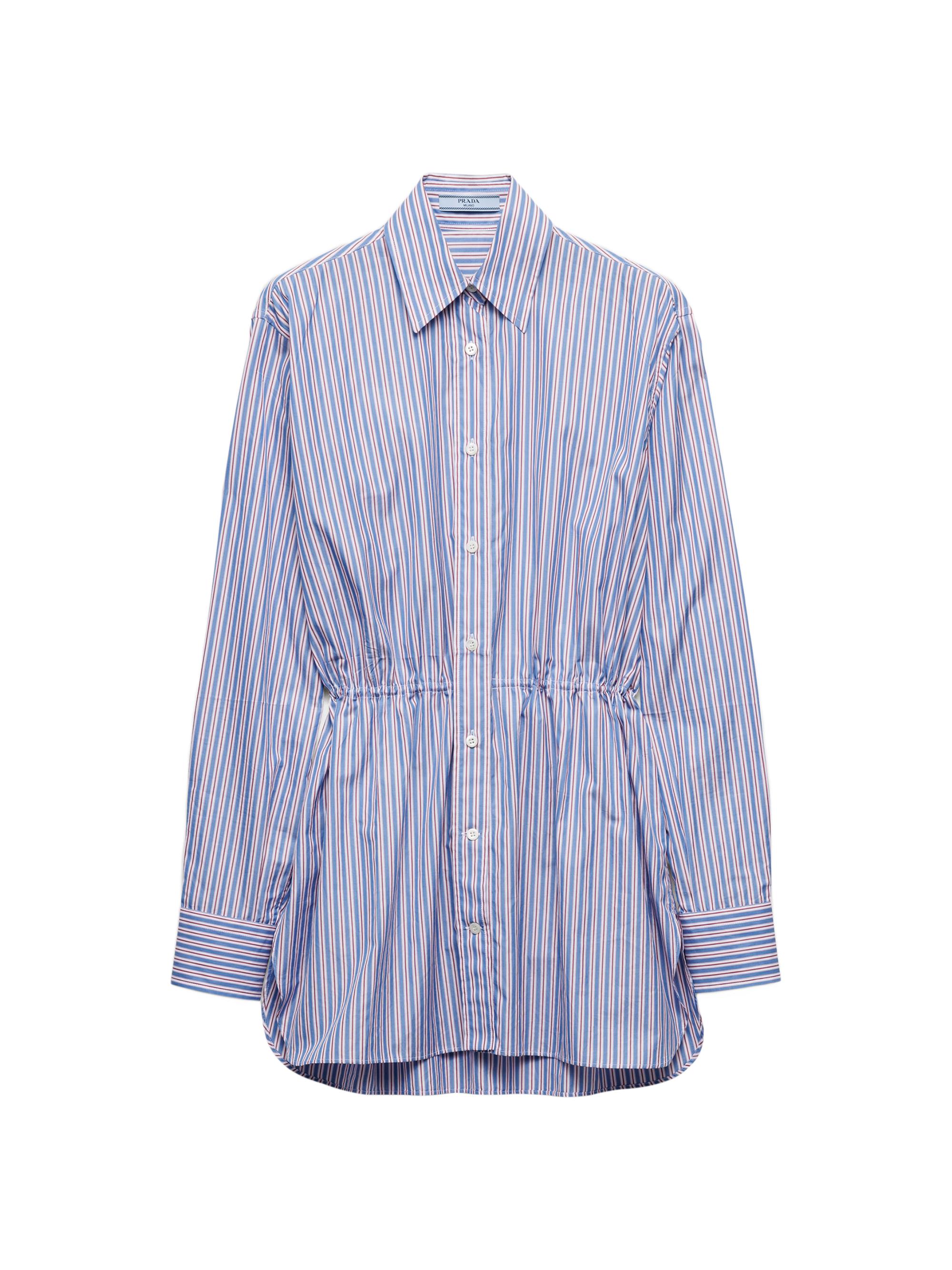 Prada Women's Striped Poplin Shirt - Blue