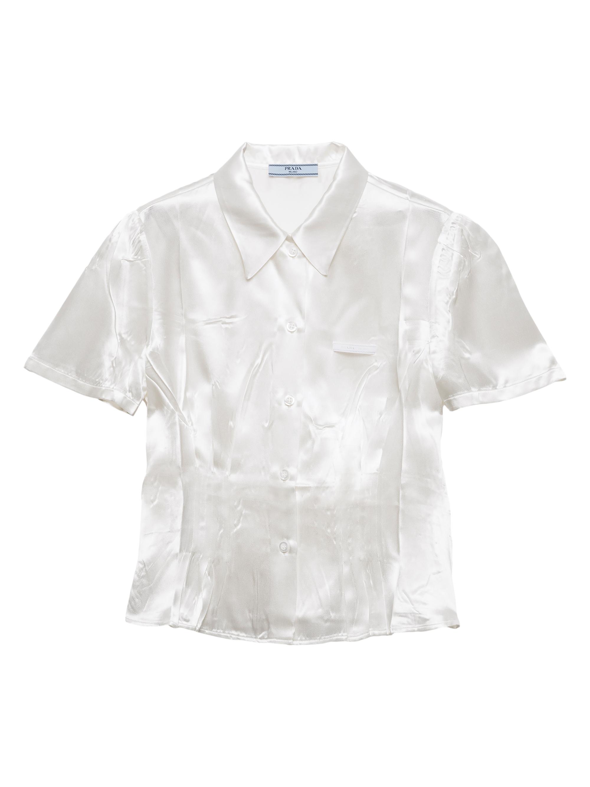 Prada Women's Short-Sleeved Satin Shirt - White