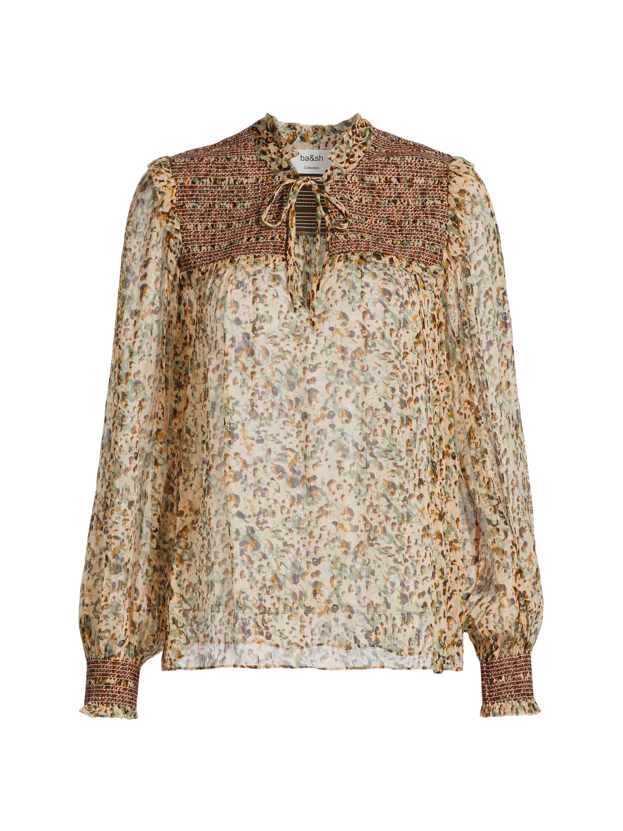 ba & sh Women's Printed Smocked Yoke Blouse - Ecru