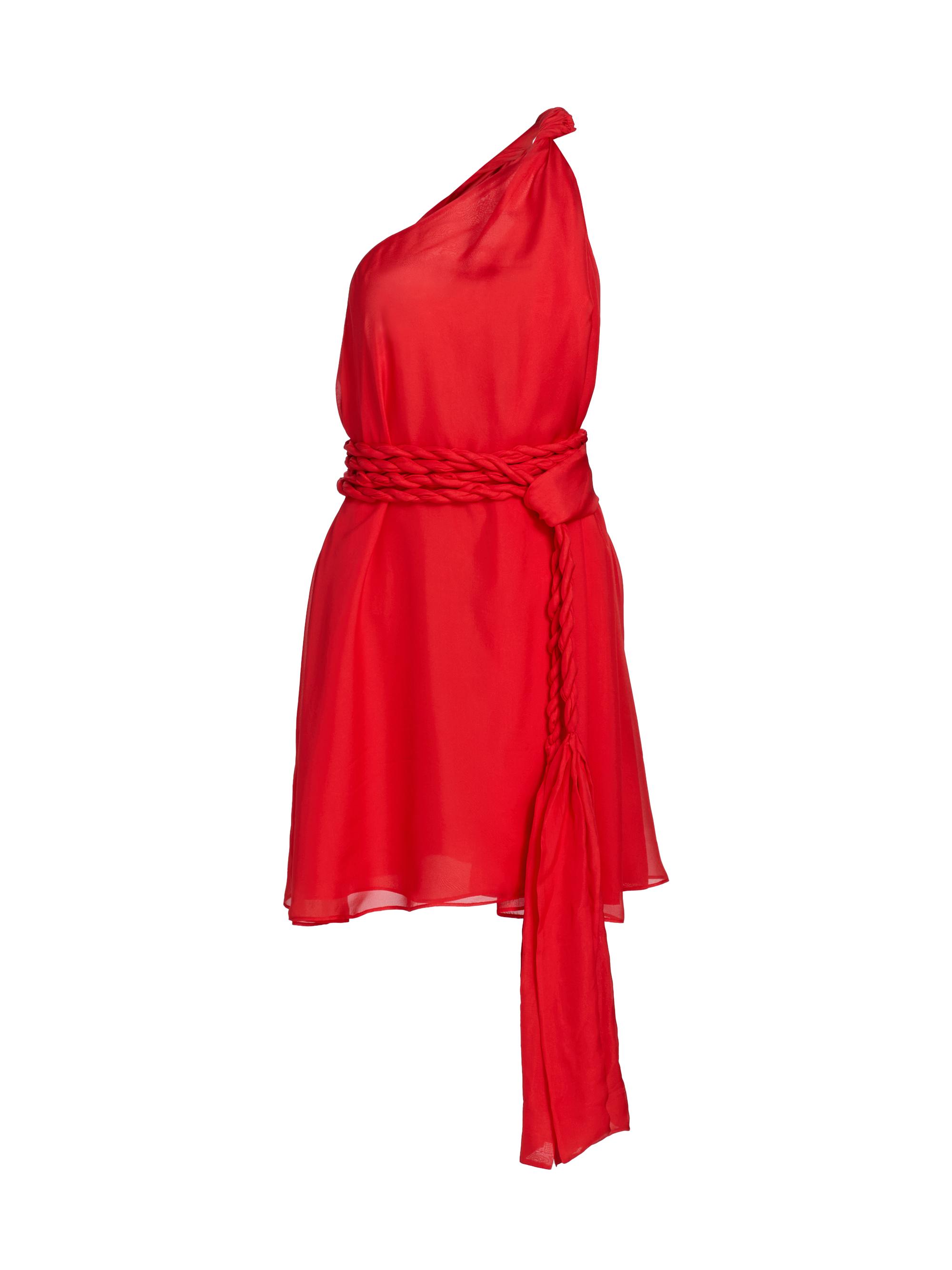 Azeeza Women's Rodite Chiffon Braided Belt Minidress - Chili