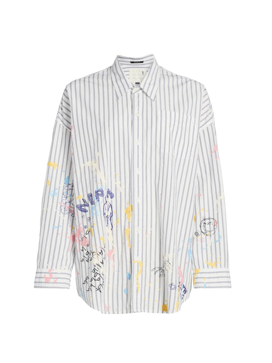 シャツ Balloonfit Stripe Shirt (3color) R13 Graffiti Striped Cotton Button-Front Shirt | Saks Fifth