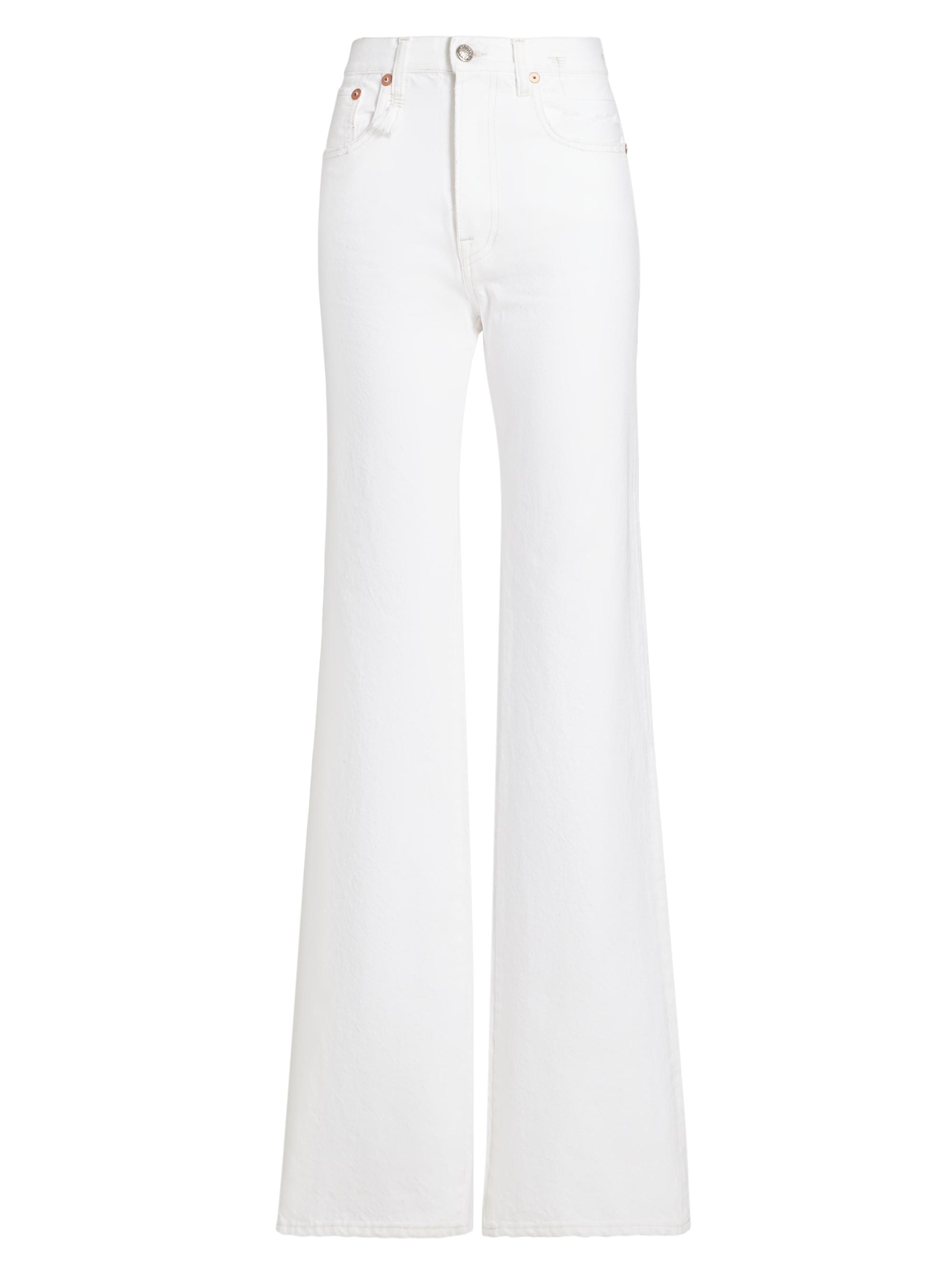 R13 Women's Jane Lace-Up High-Rise Flared Jeans - Aerin White Stretch
