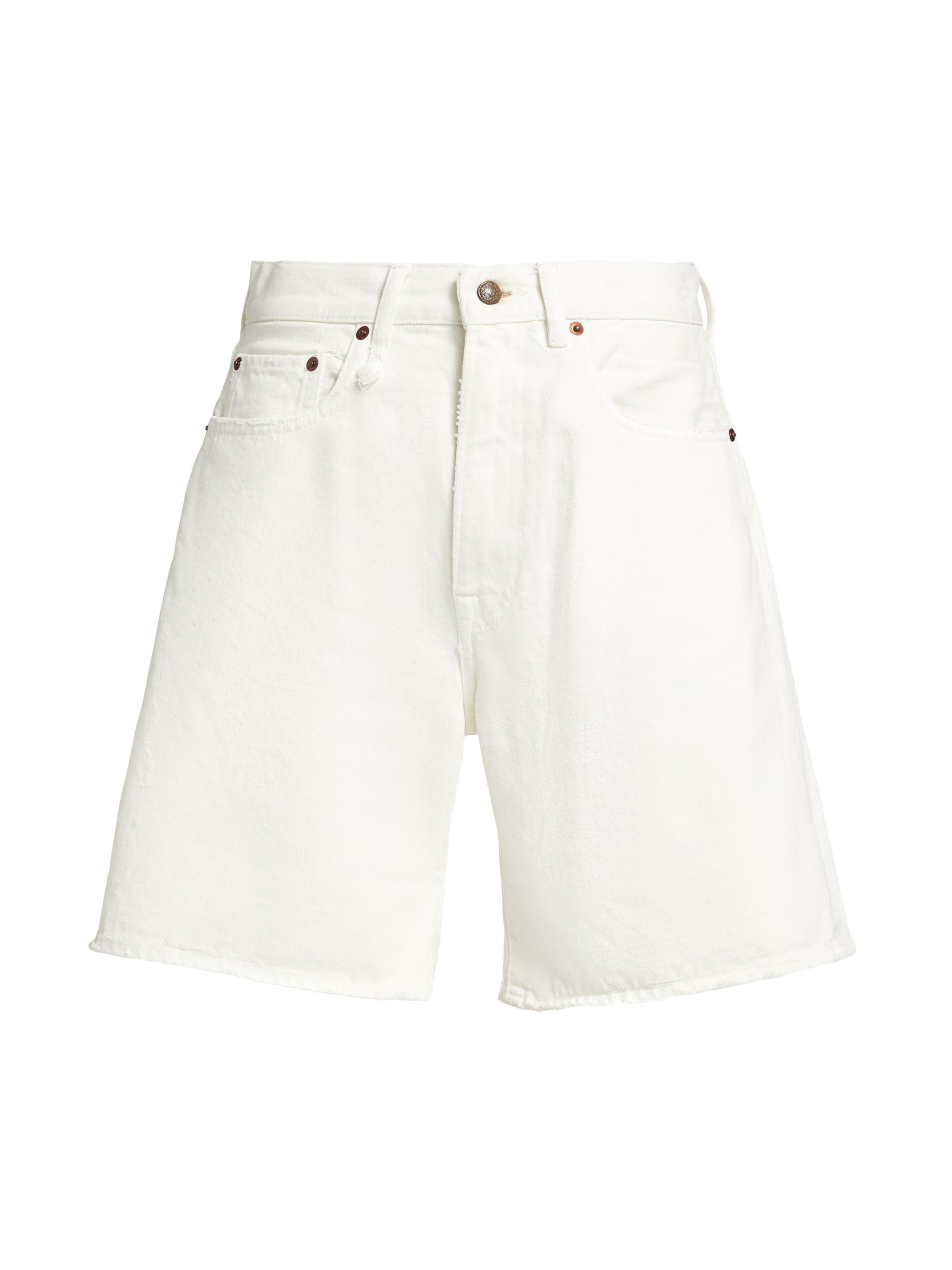 R13 Women's Nina Denim High-Rise Wide-Leg Shorts - Bennett White Selvedge